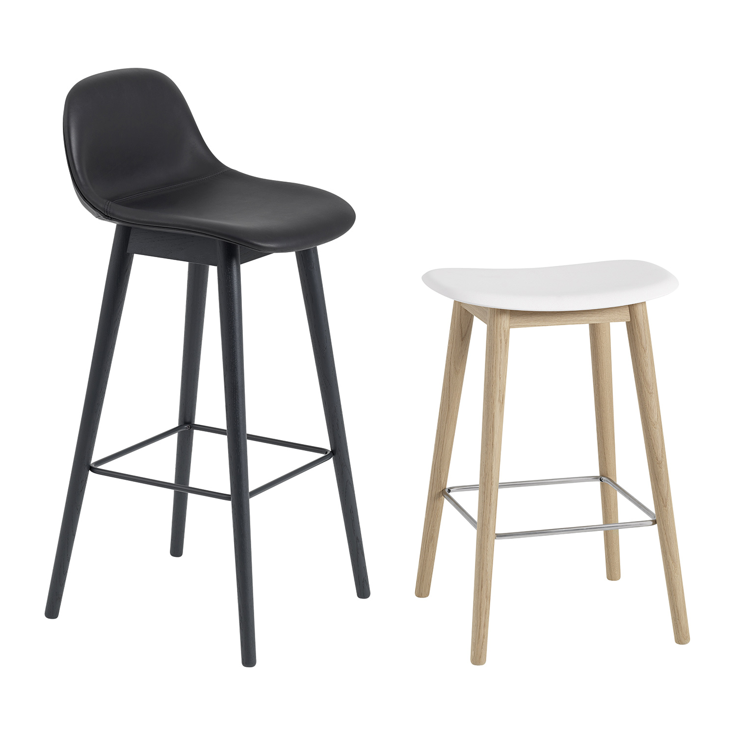 muuto fiber bar stool wood base weiss schwarz 83486
