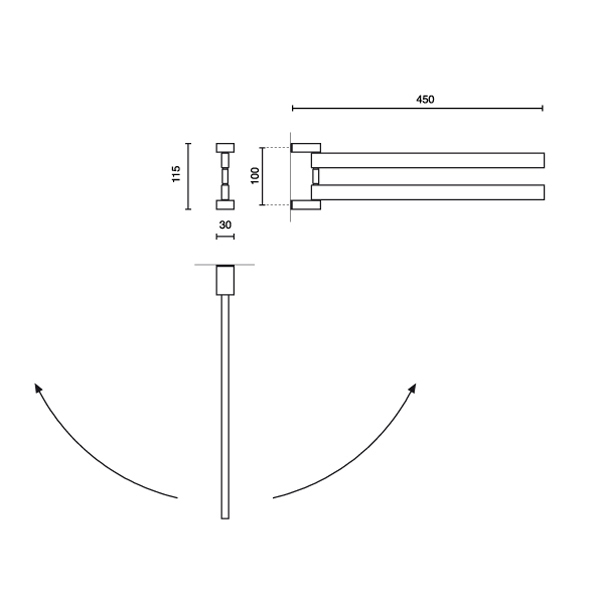 Zack Linea Handtuchhalter schwenkbar abmessungen 40380 15503