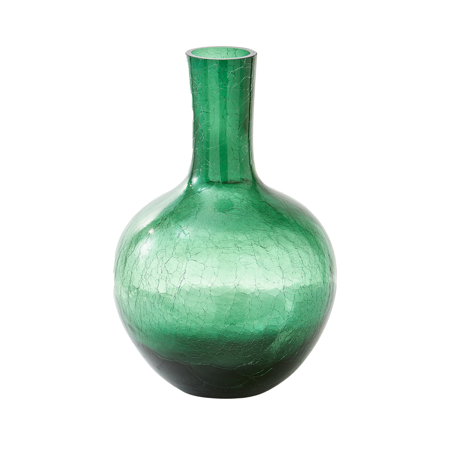 Pols Potten - Crackled Glass Ball Body Vase L dunkelgrün