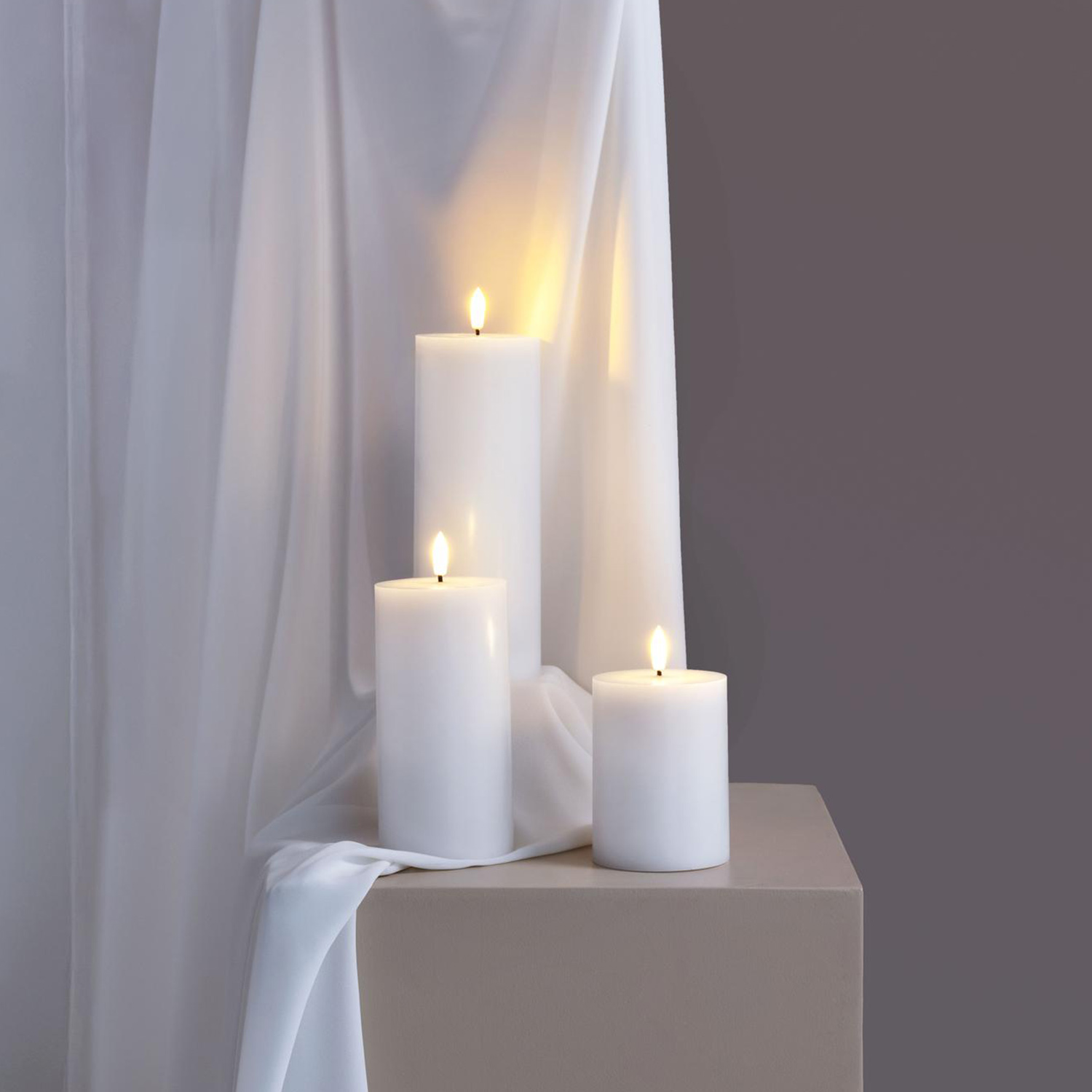 Moods&More - LED-Stumpenkerze Ø74x200mm charcoal