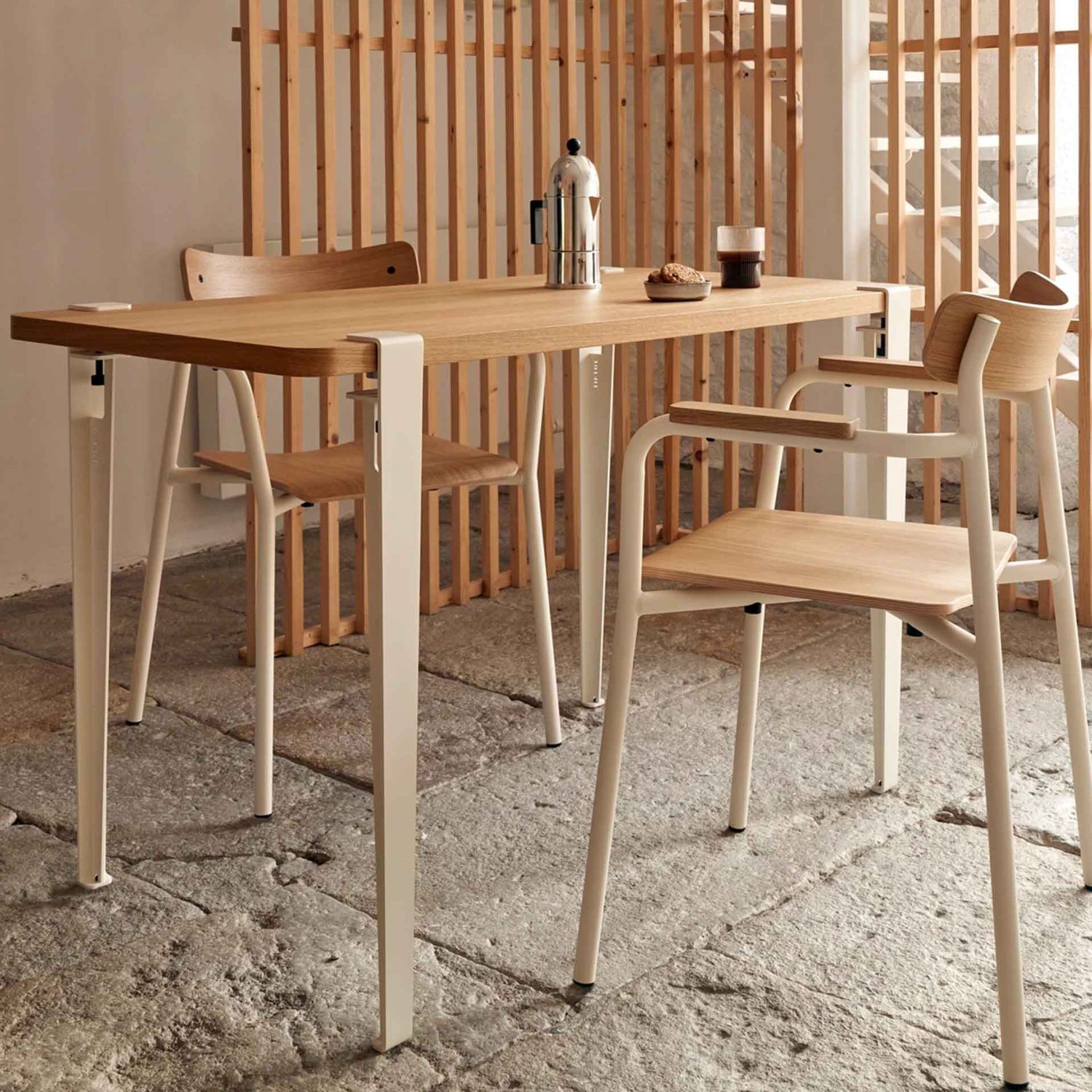 Tiptoe - Tischbein 75 cm weiß-creme