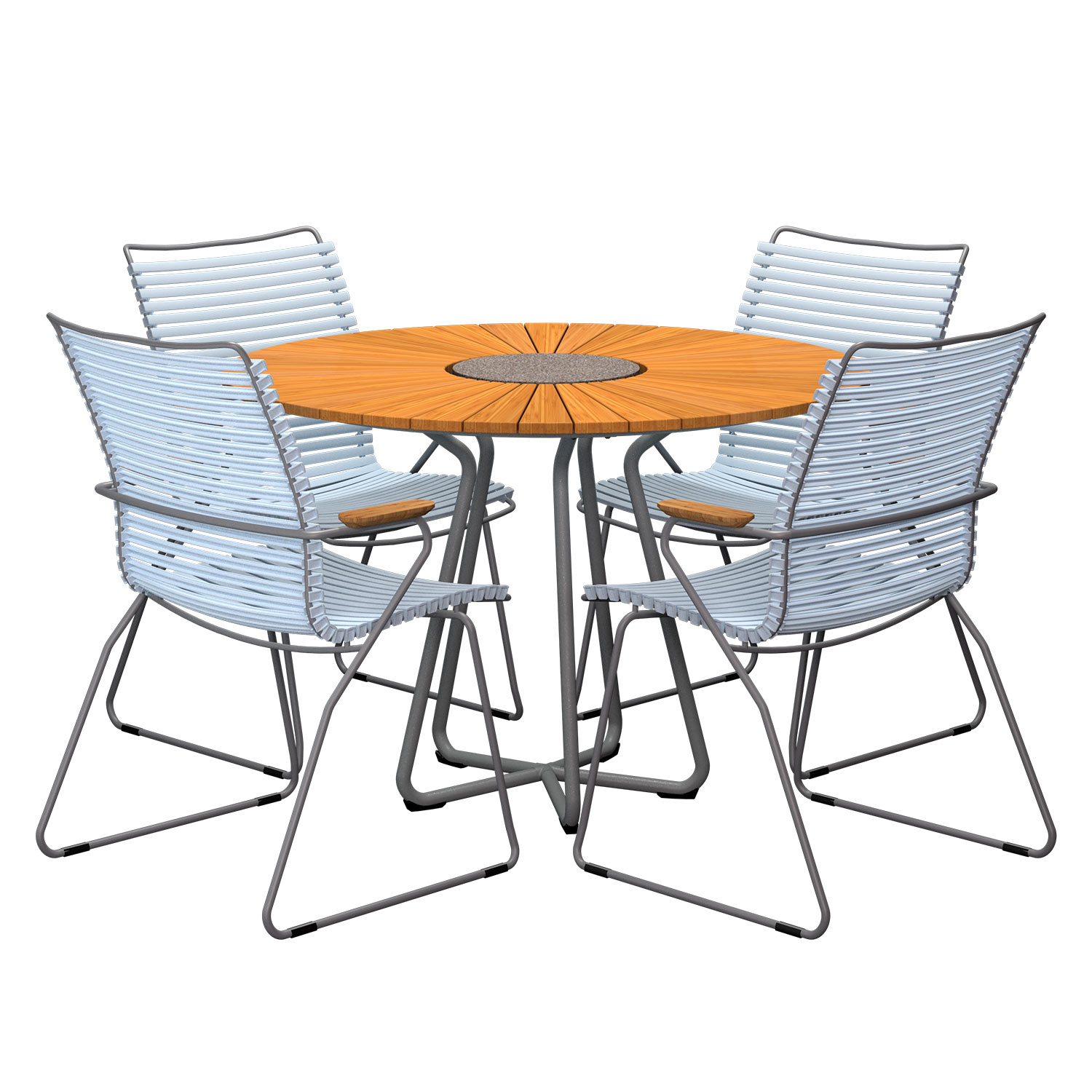 HOUE - Set Circle Ø 110 cm + 4x Click Stuhl hoch hellblau