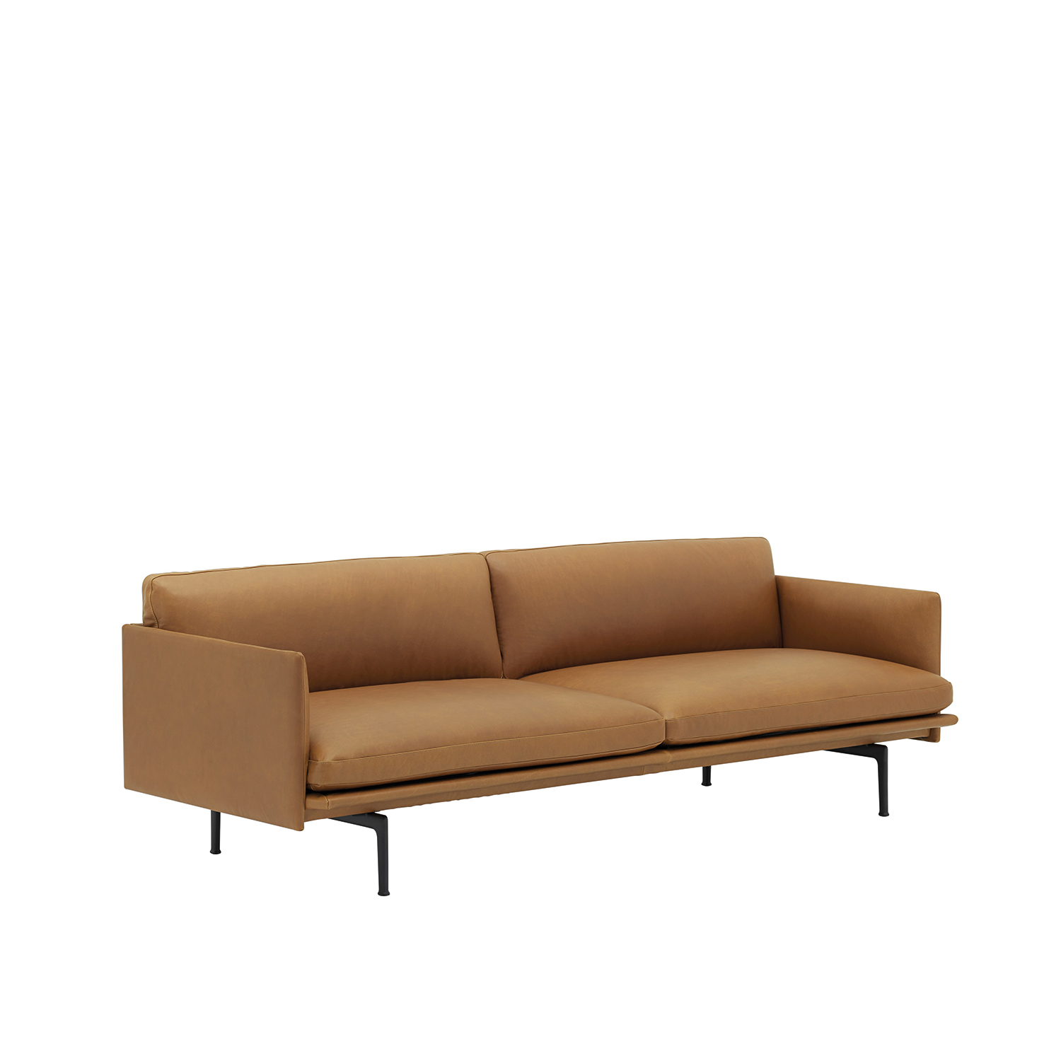 muuto outline sofa 3 sitzer vorne 45 winkel cognac refine leather 83451