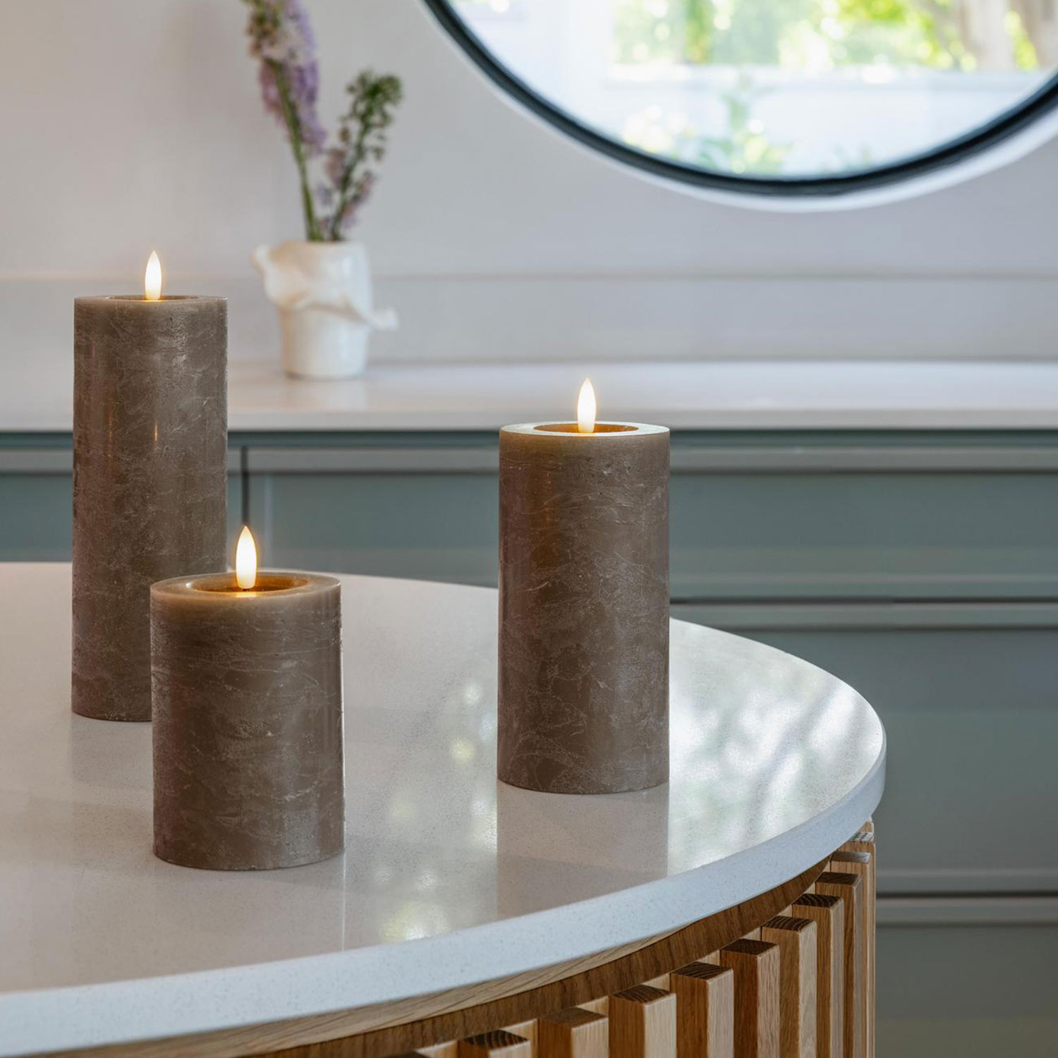 Moods&More - LED-Stumpenkerze Ø74x150mm classic white