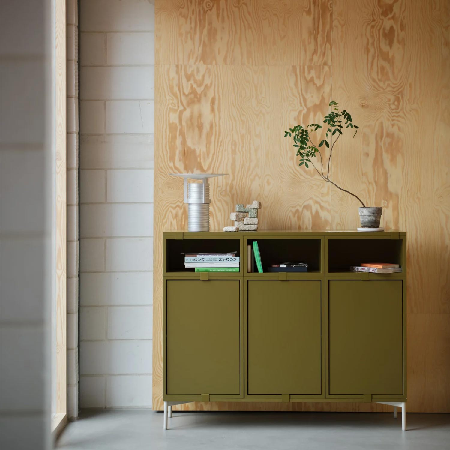 29005 en stacked sideboard 3 brown green set table lamp muuto org 102992