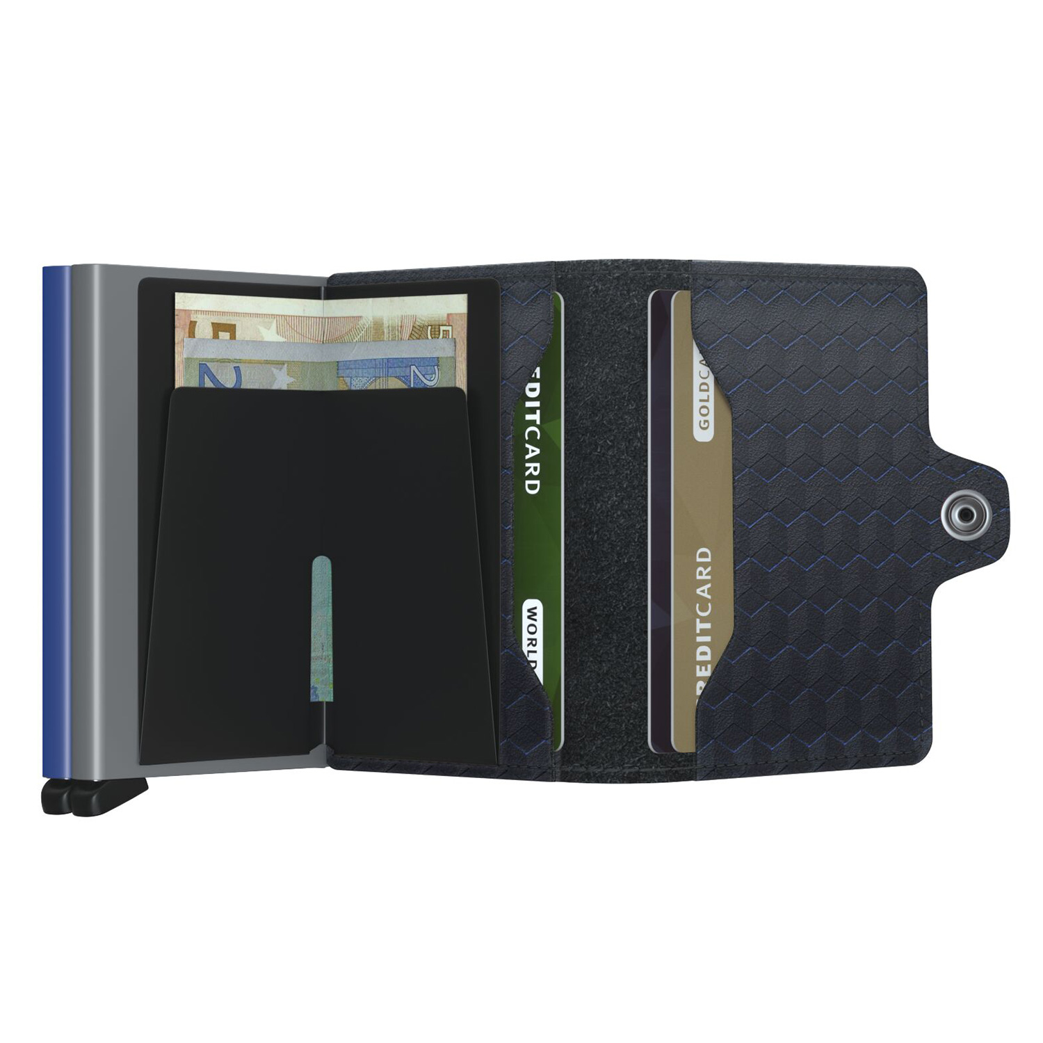 secrid twinwallet Optical titanium blau offen 105149