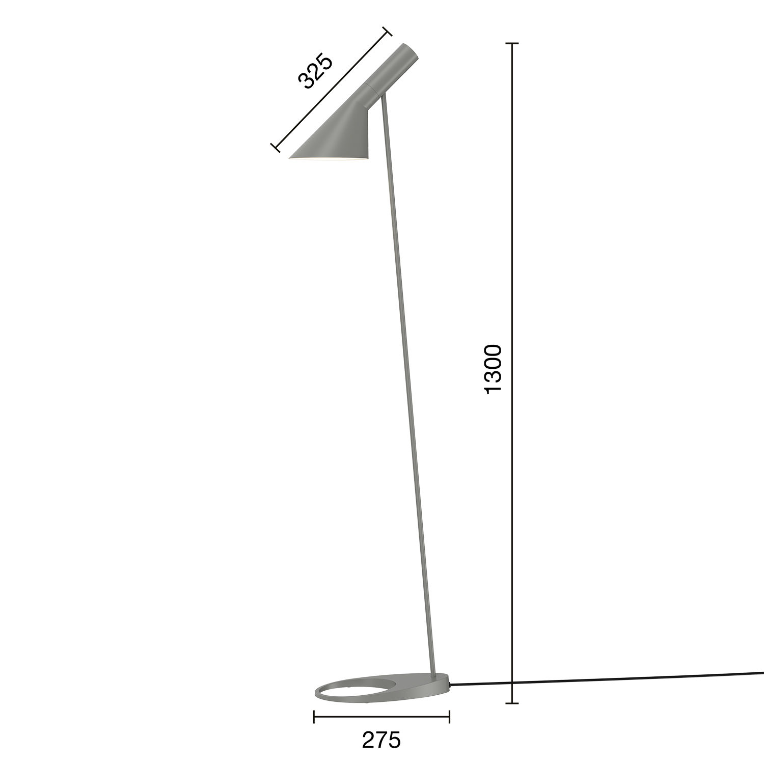 Louis Poulsen AJ Stehlampe warm grey abmessungen 106030