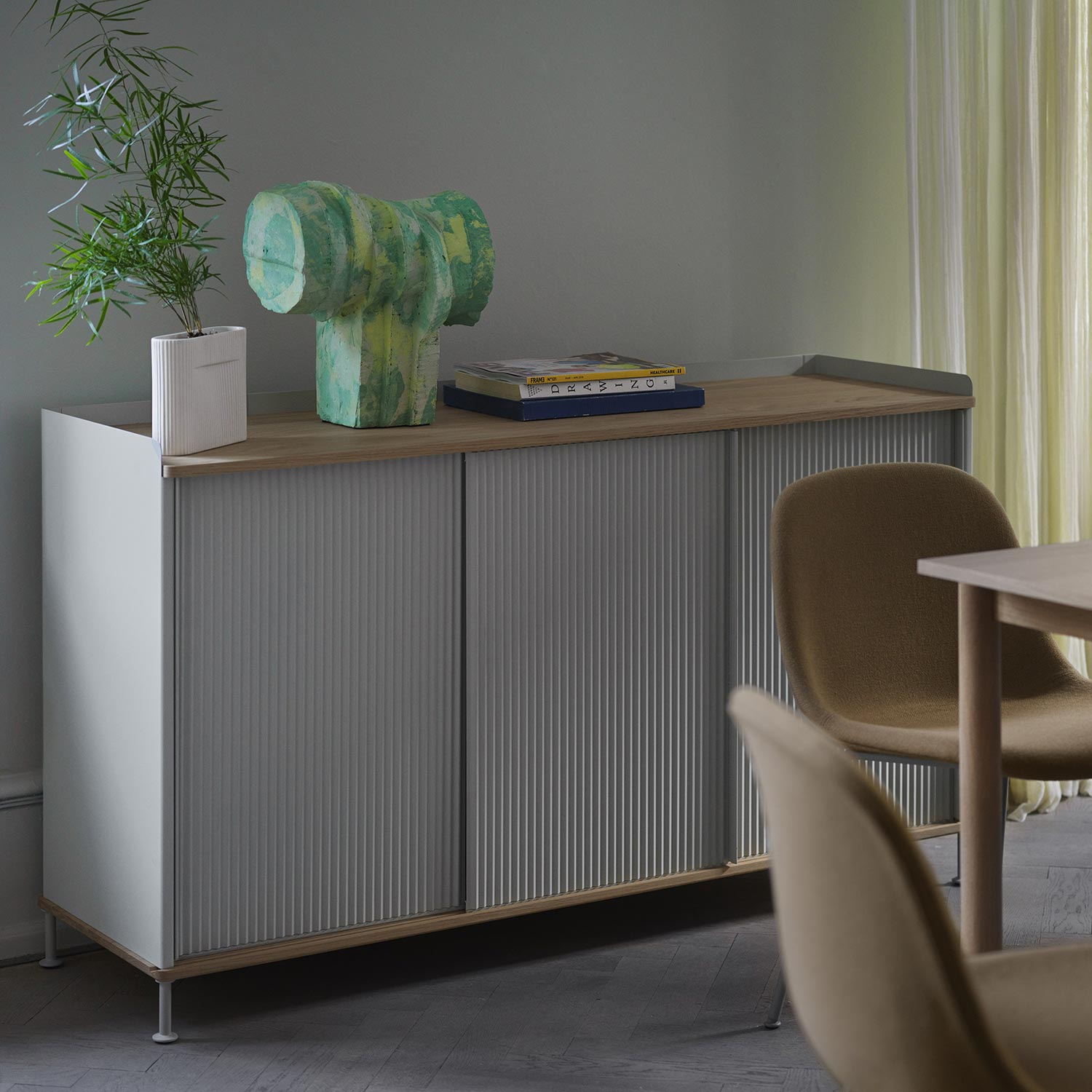 sideboard enfold 148x45 h85 oak grey muuto 93699