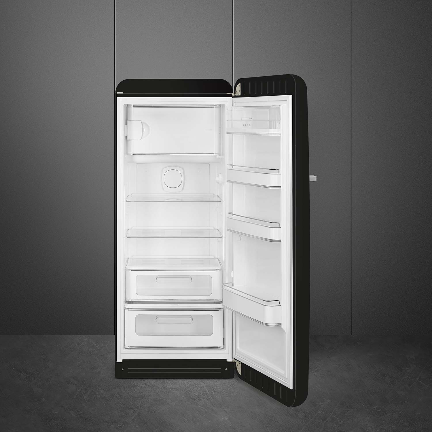 SMEG Retro Kuehlschrank Gefrierfach FAB28 matt FAB28RDBLM5 offen 102218