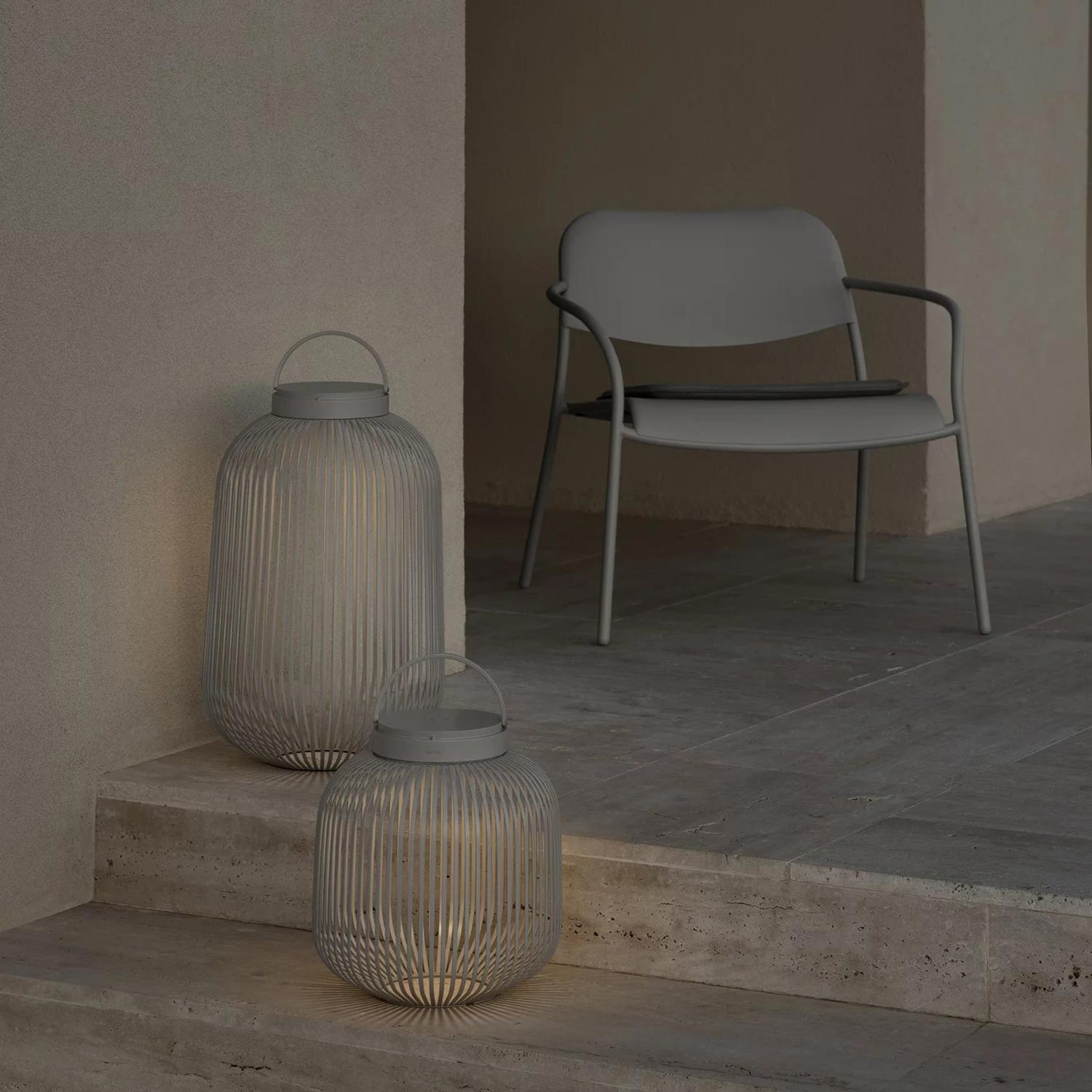 blomus yua loungesessel silk gray laterne 100228