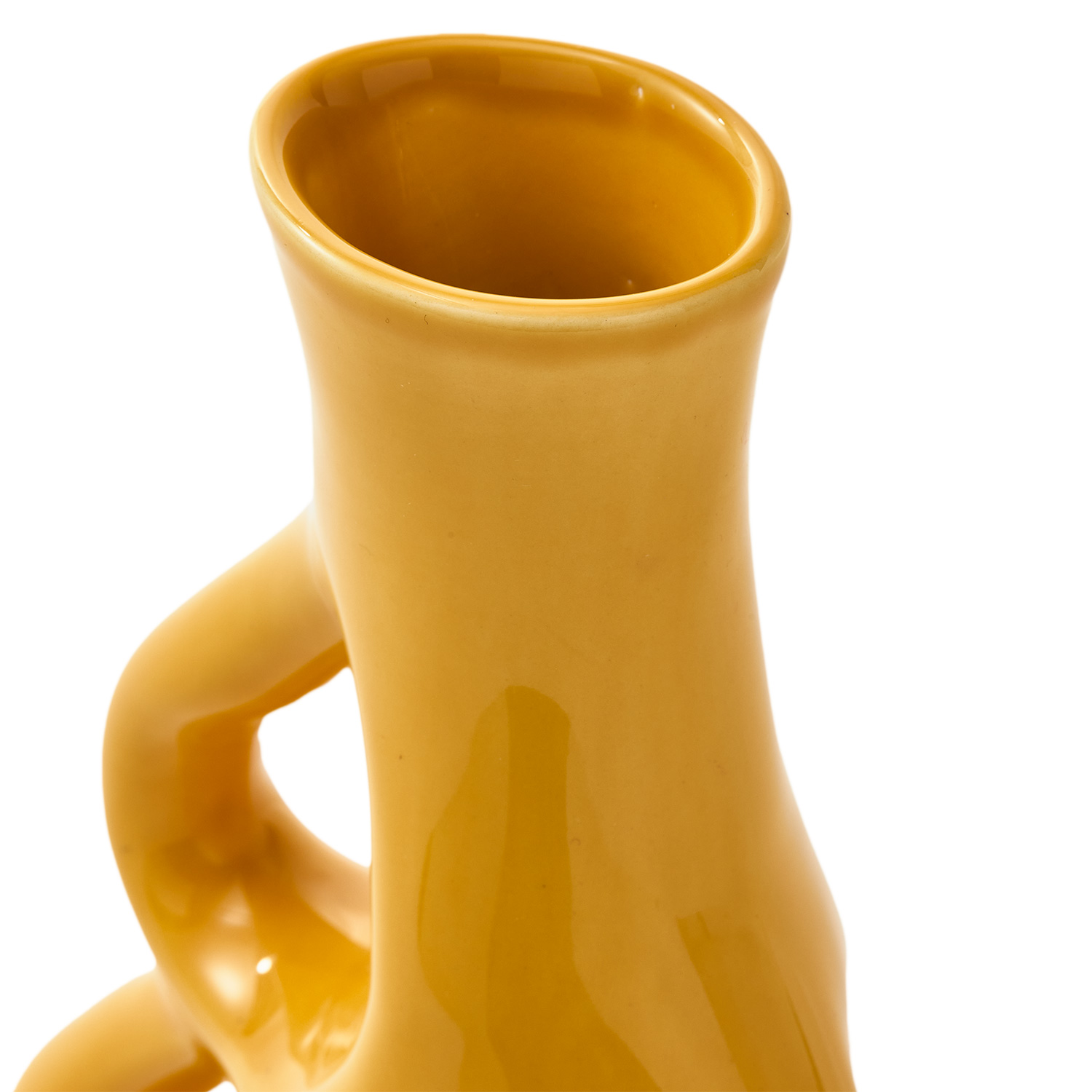 gelb detail pols potten three ears vase 101479