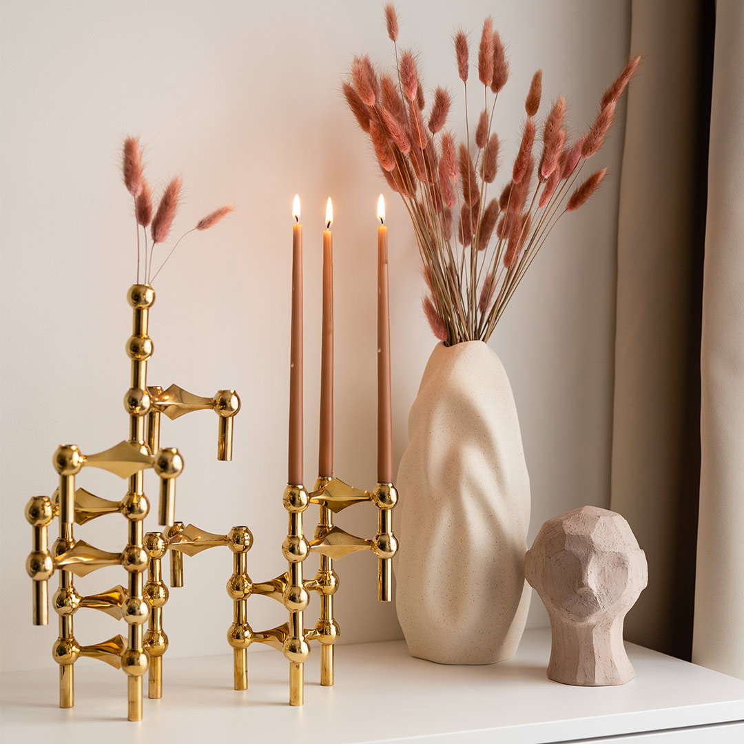 stoff nagel kerzenstaender gold candleholder 71912