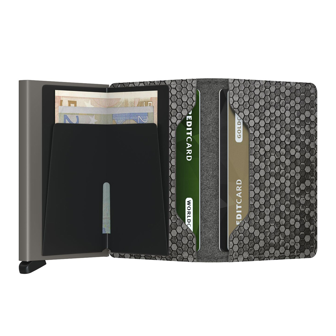 secrid slimwallet hexagon grau offen 104819