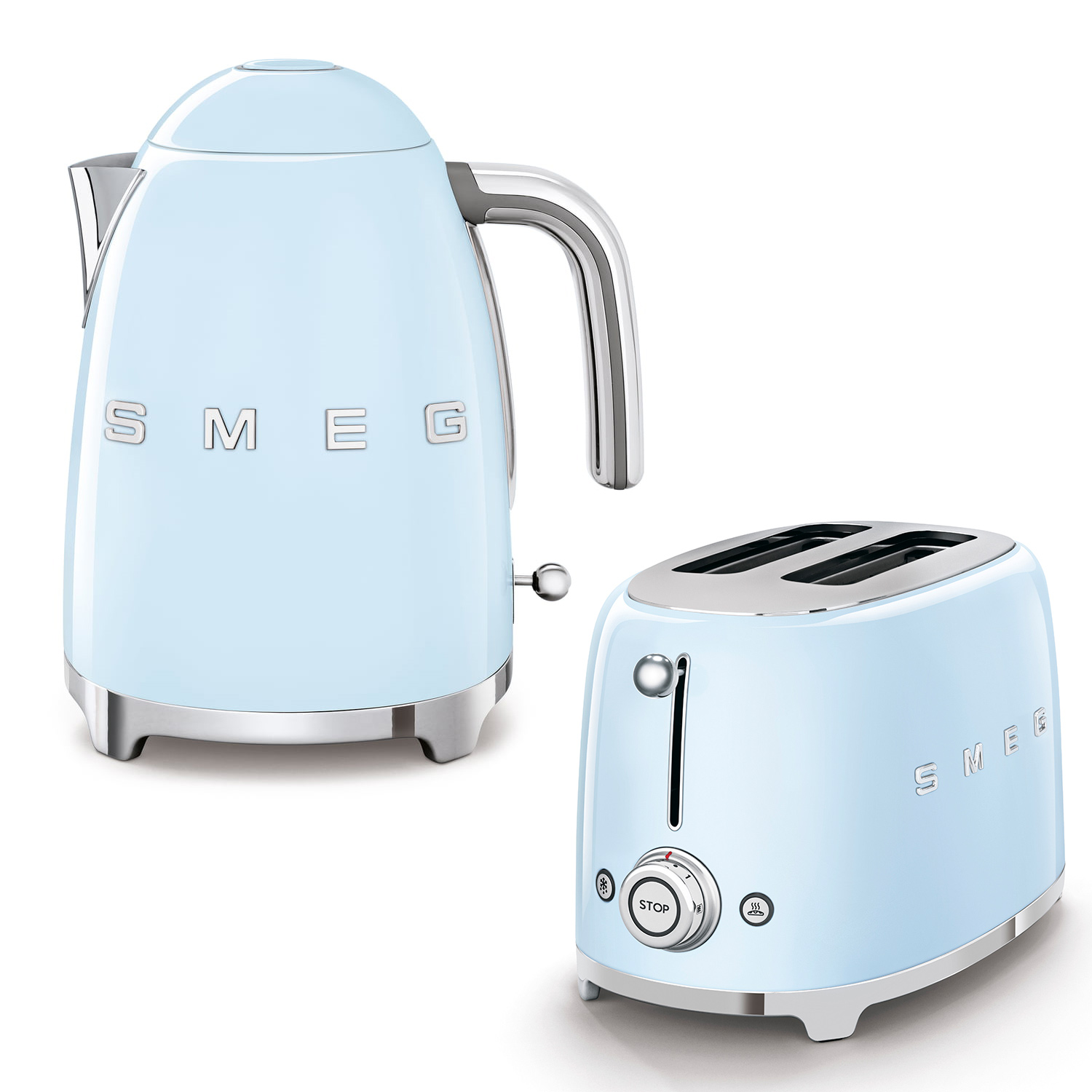 smeg kombi wasserkocher toaster pastellblau 52666