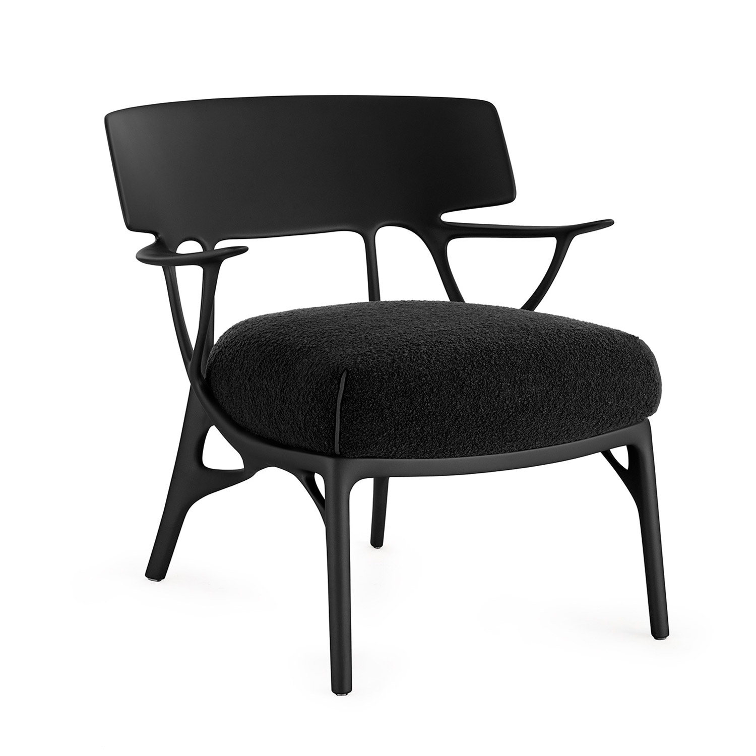 Kartell - A.I. Lounge Bouclé Sessel schwarz-schwarz