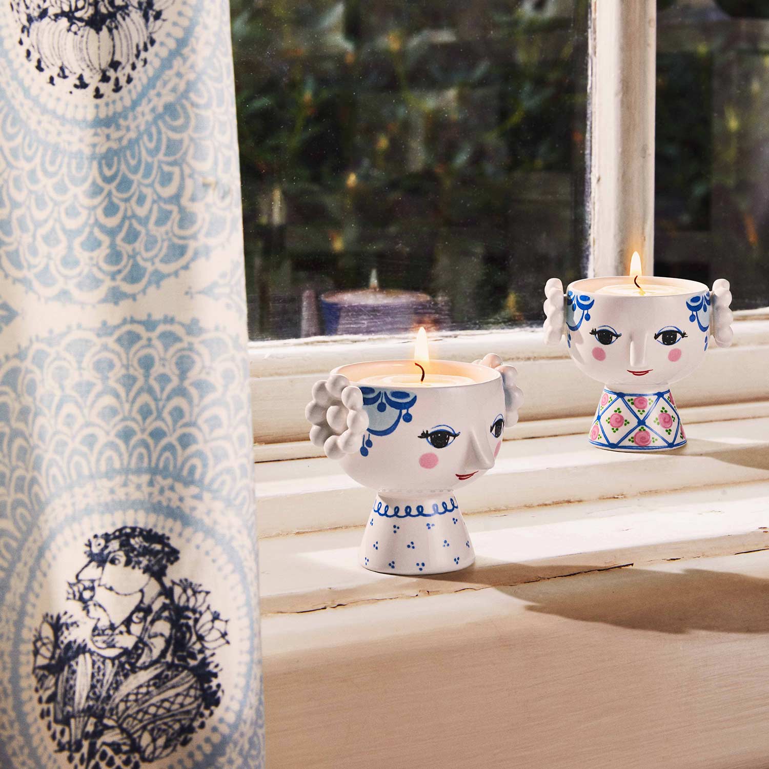 Björn Wiinblad - Eva Teelichthalter ⌀6,5 cm 2er-Set blau/ro