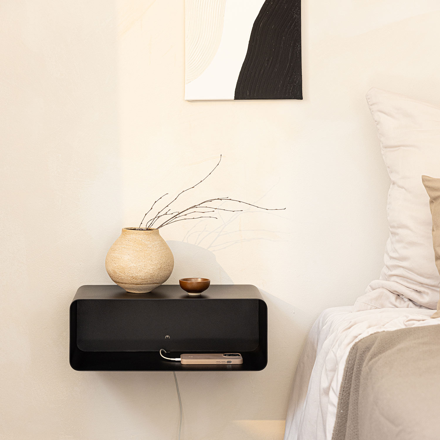 metallbude nelio nachttisch schwarz schlafzimmer 96953