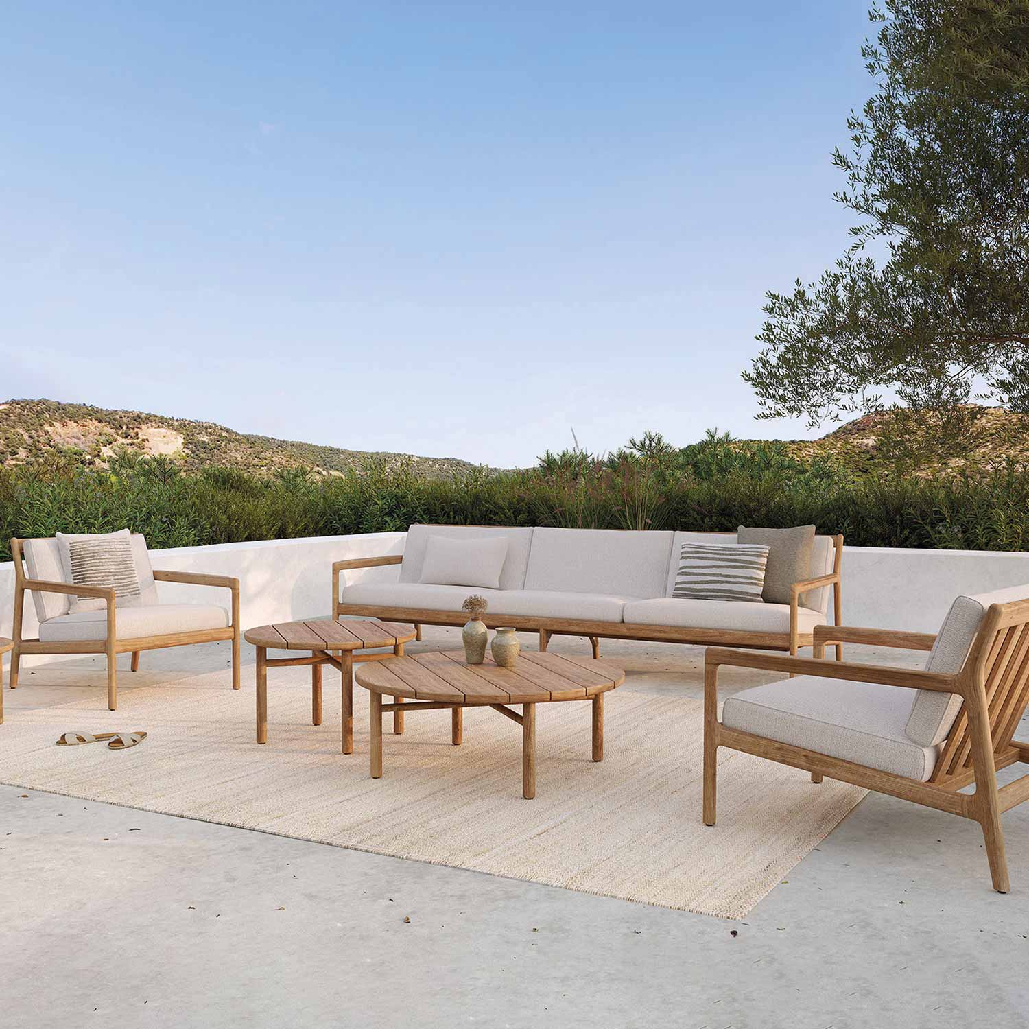 ethnicraft outdoorkissen white stripes ambiente 87964