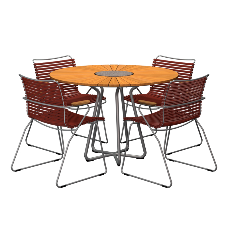 HOUE - Set Circle Tisch Ø110 cm + 4x Click Sessel paprika