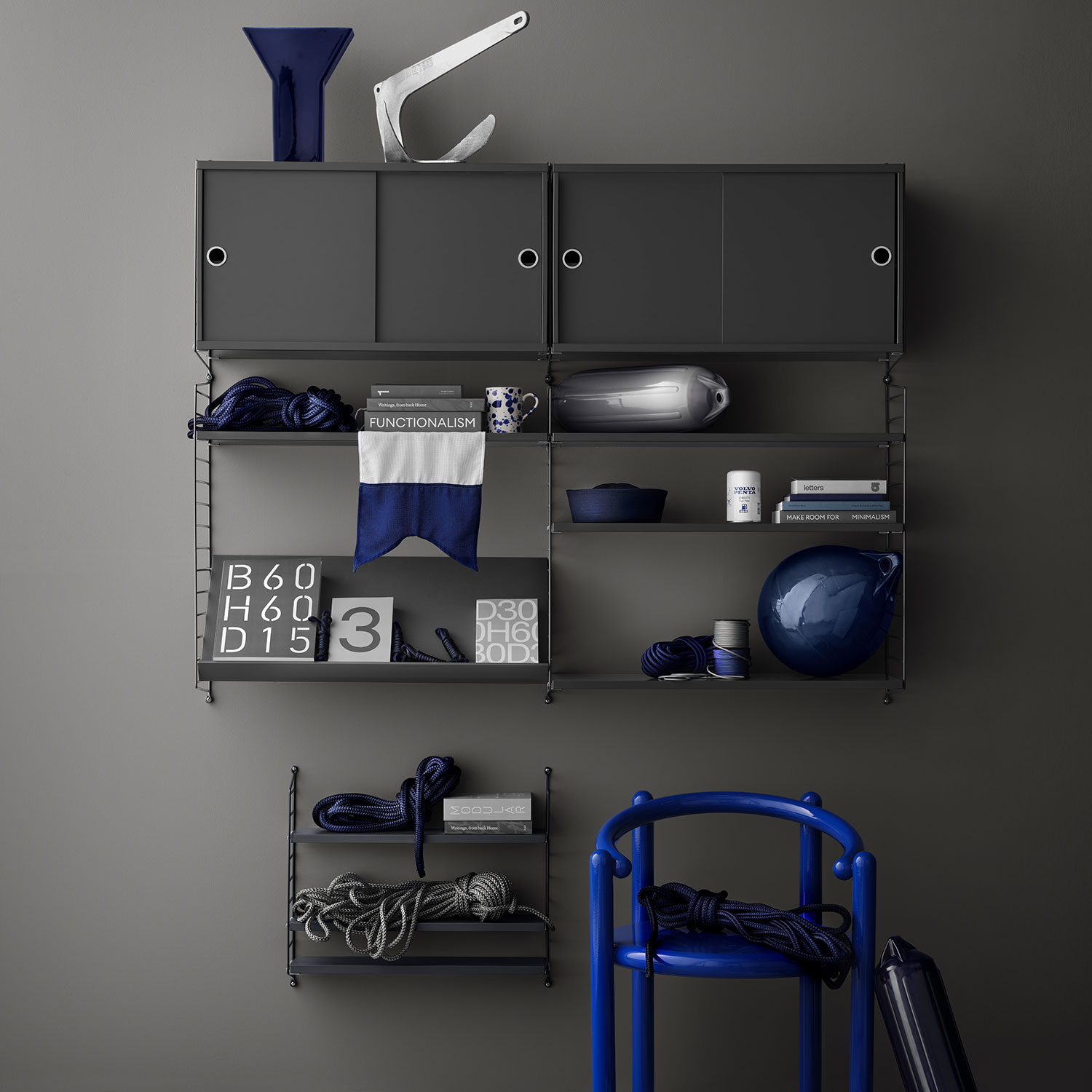 string - Schrank mit Schiebetüren weiß 78x30 cm