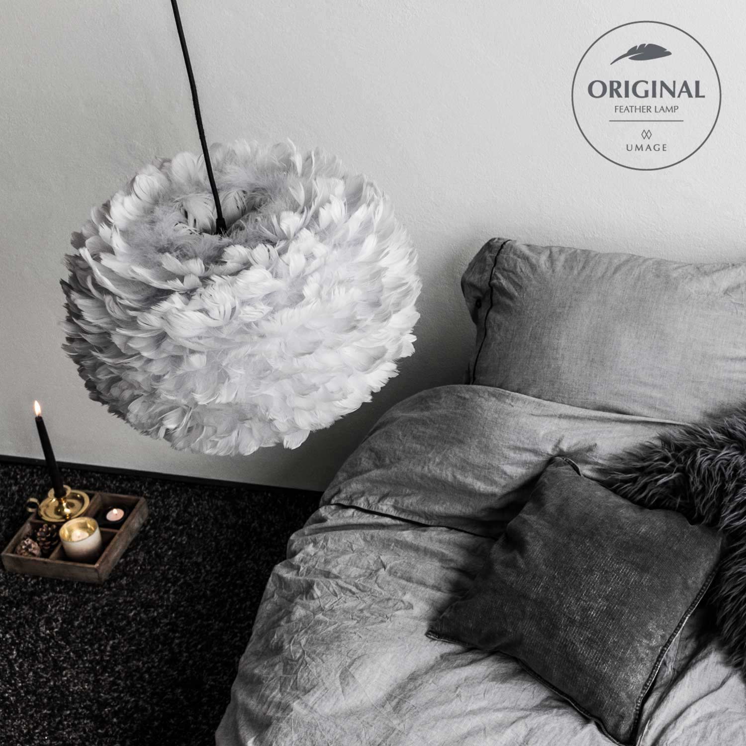 umage eos hellgrau leuchte gaensefedern 24052