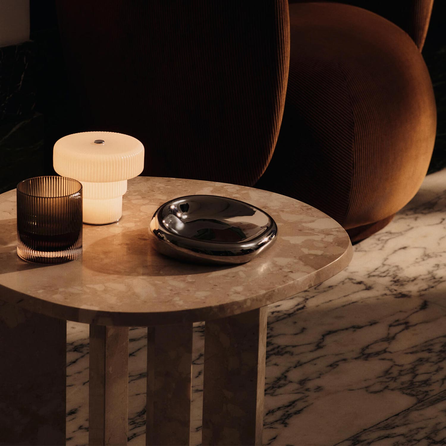 Ferm Living - Ripple portable Lampe H16,5 weiß