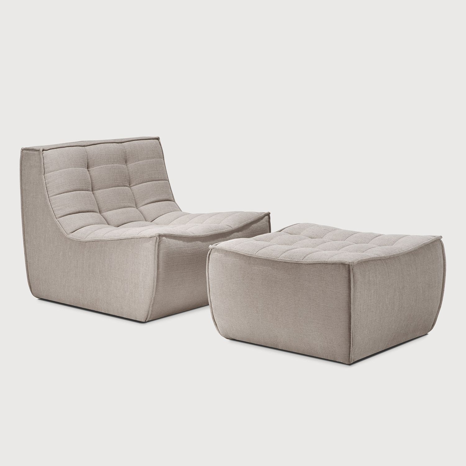 ethnicraft N701 sofa eco ecru 1 sitzer mit hocker 103879