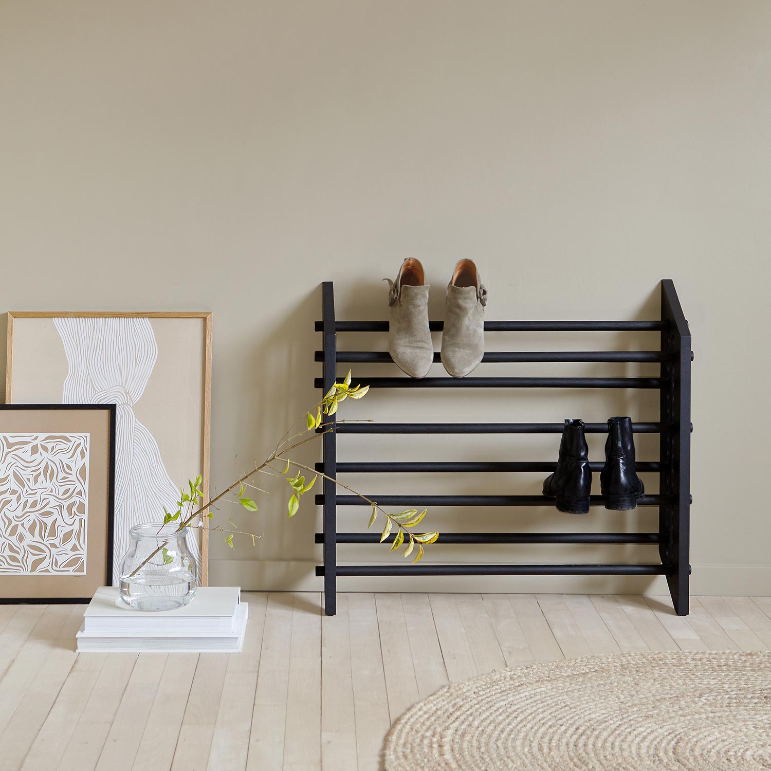 schwarzes schuhregal we do wood 85683
