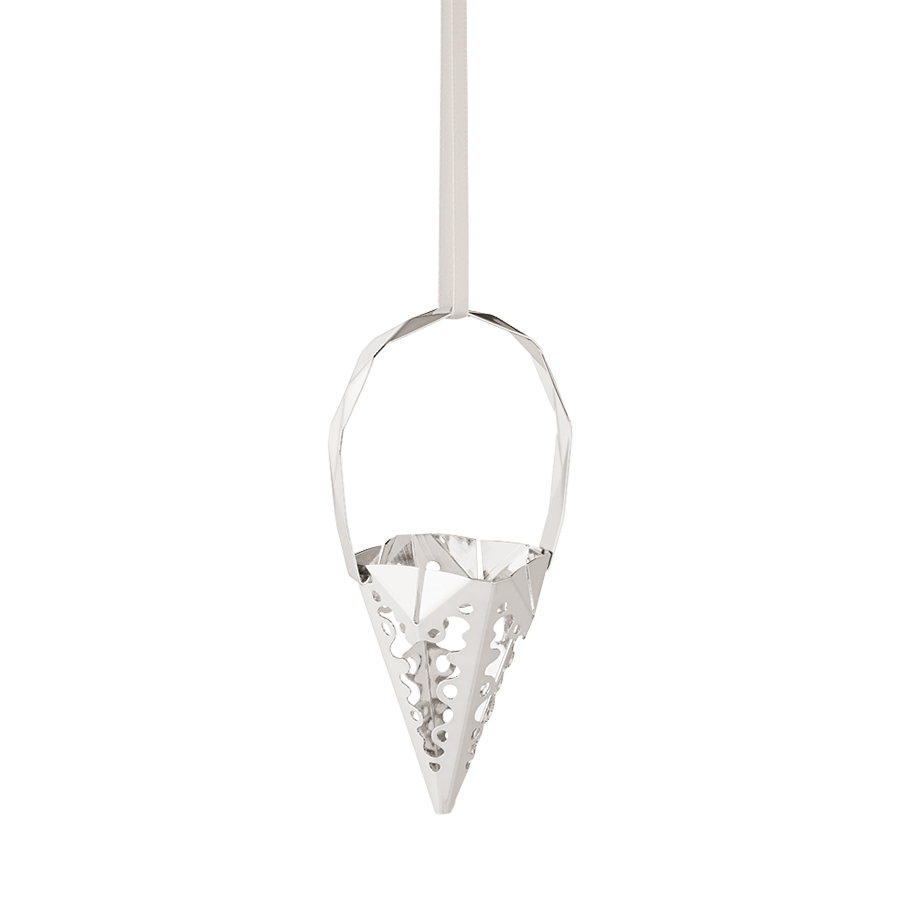 georg jensen weihnachtsornament spitztuete silber band off white 84977