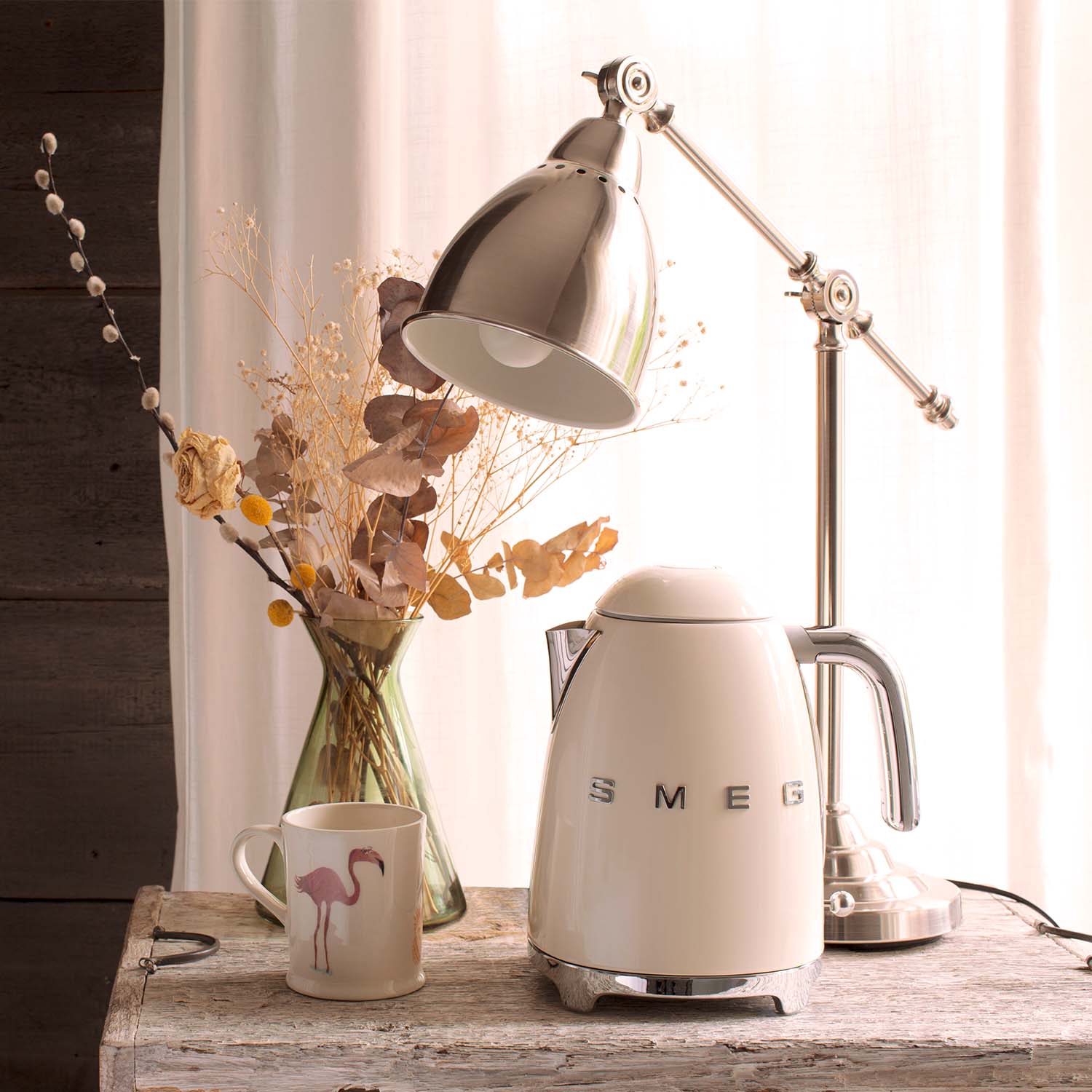 Creme SMEG KLF03 Wasserkocher Ambiente Weidenkaetzchen 45675