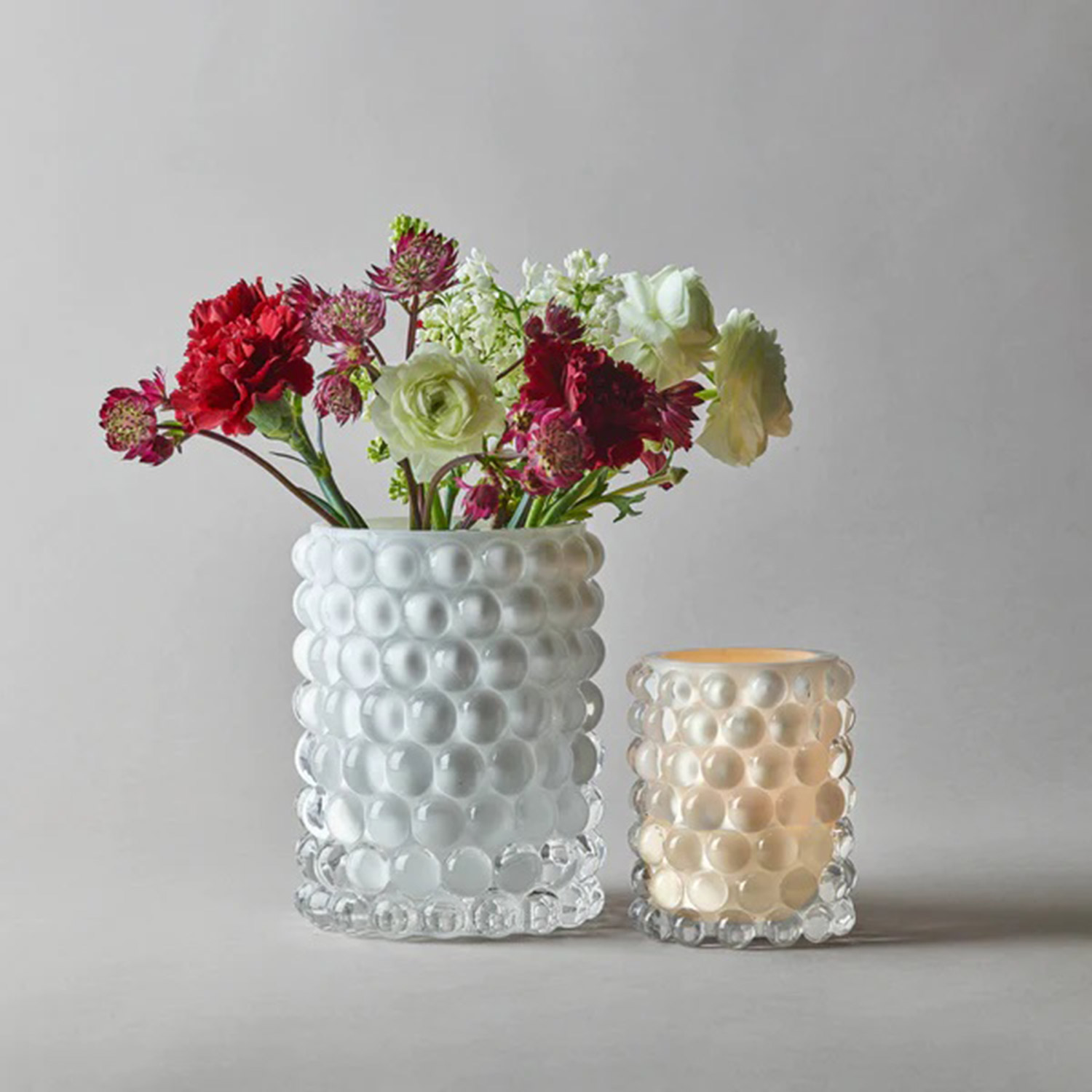 skogsberg deko hurricane windlicht weiss blumen 92802