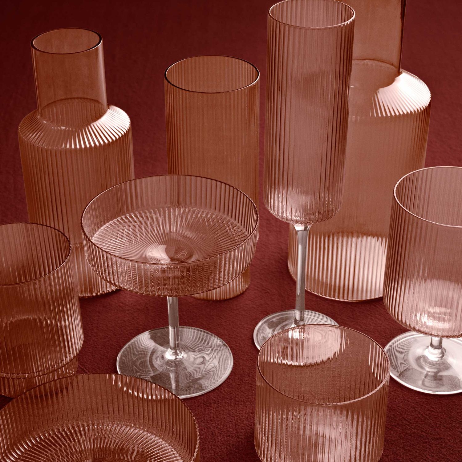 Ferm Living - Ripple Highball Gläser 2er Set blush
