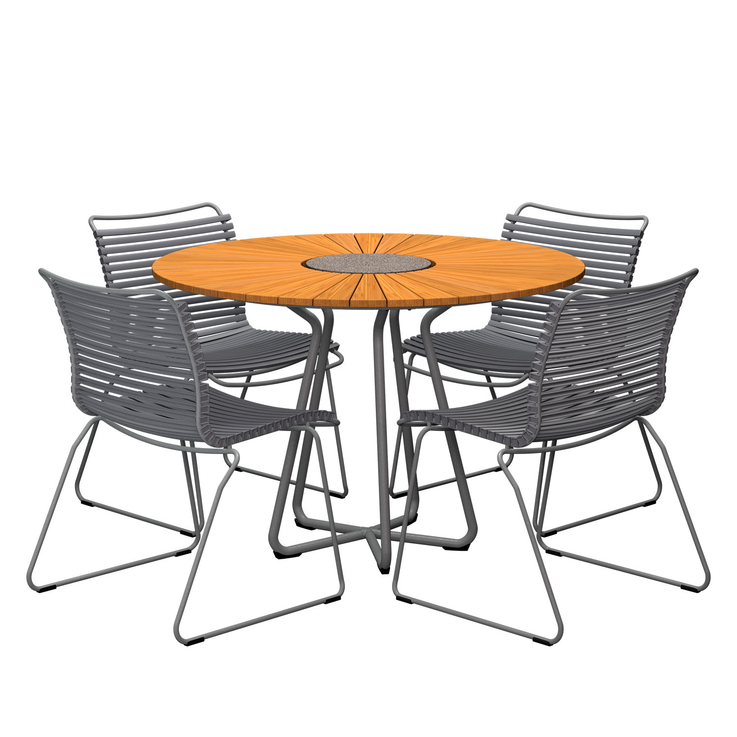 HOUE - Set Circle Ø 110 cm + 4x Click Stuhl dunkelgrau