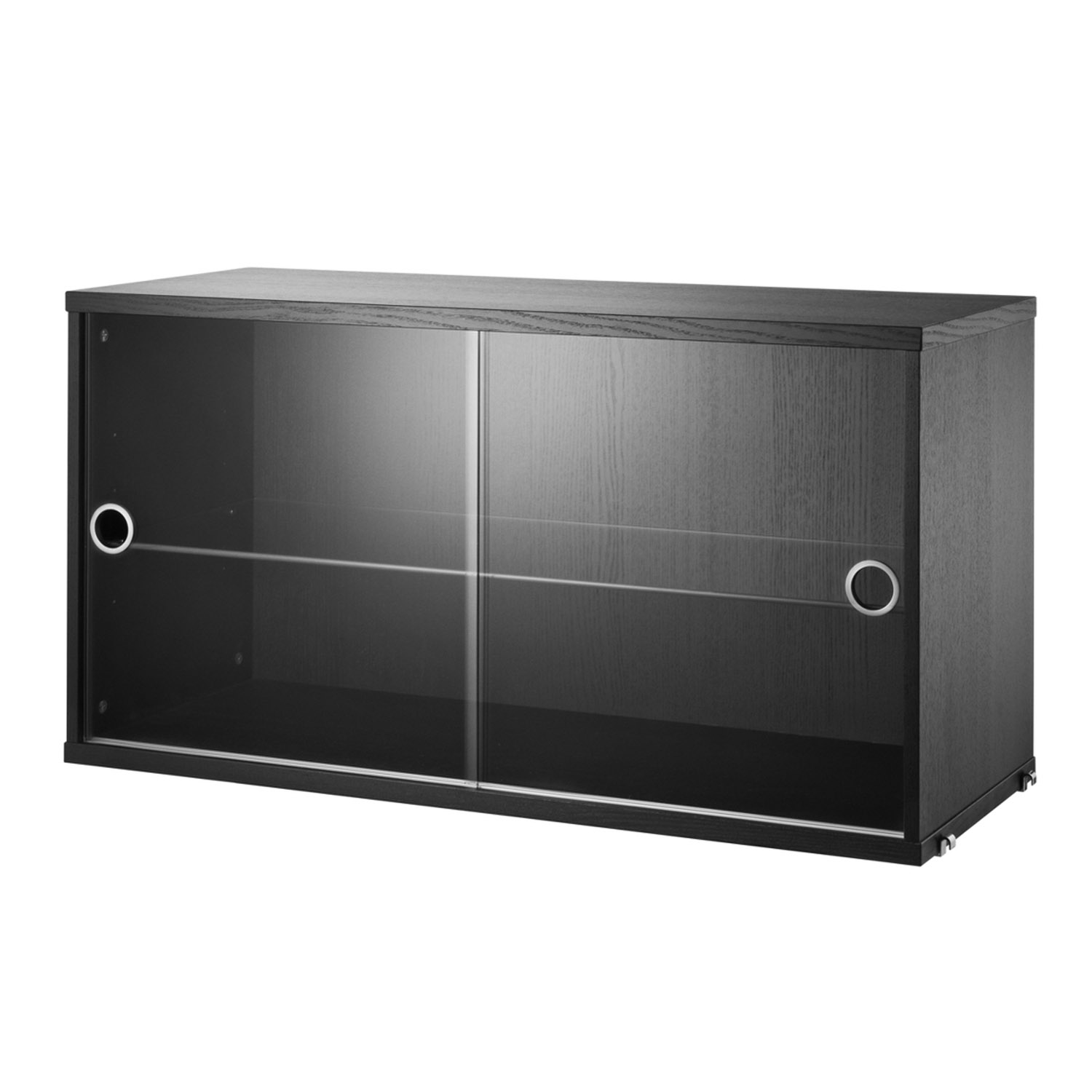 product display cabinet sliding doors glass blackstained ash 78x30 landscape large