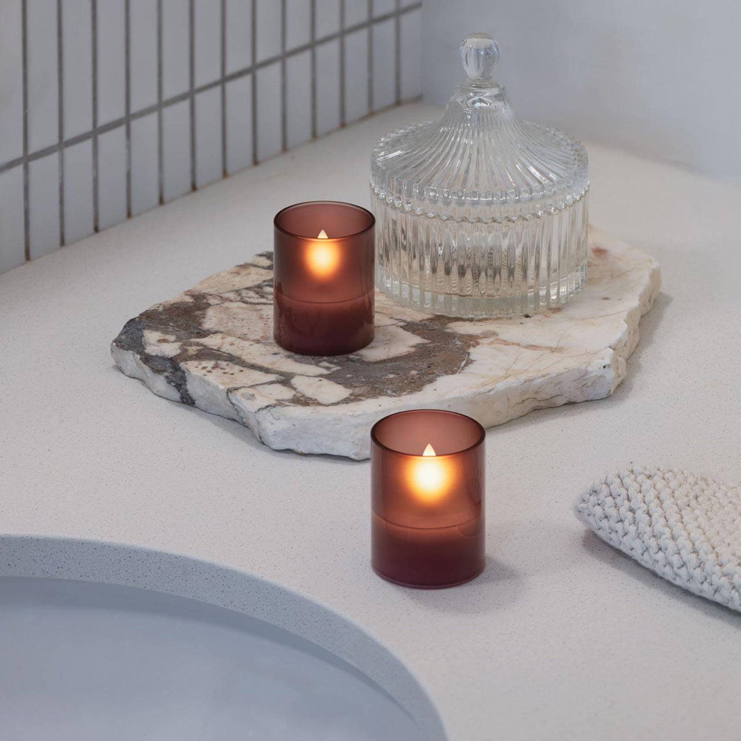 Moods&More - LED-Hurricane-Kerzen 2er-Set vintage rose