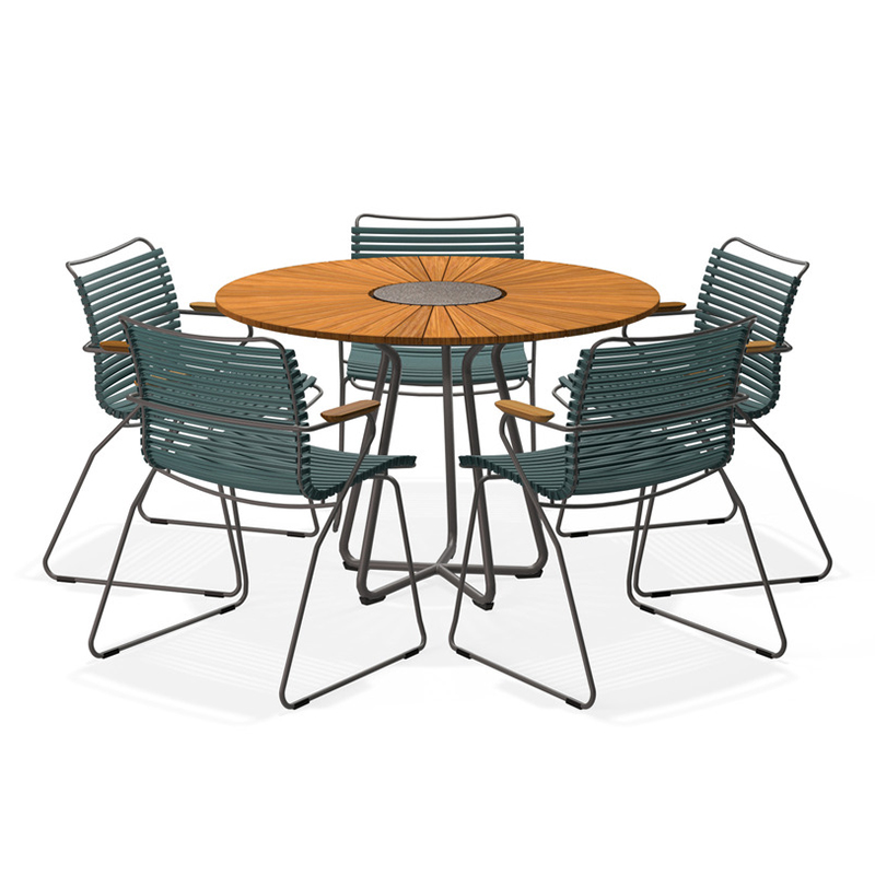 HOUE - Set Circle Tisch Ø 110 cm + 5xClick Sessel pine green
