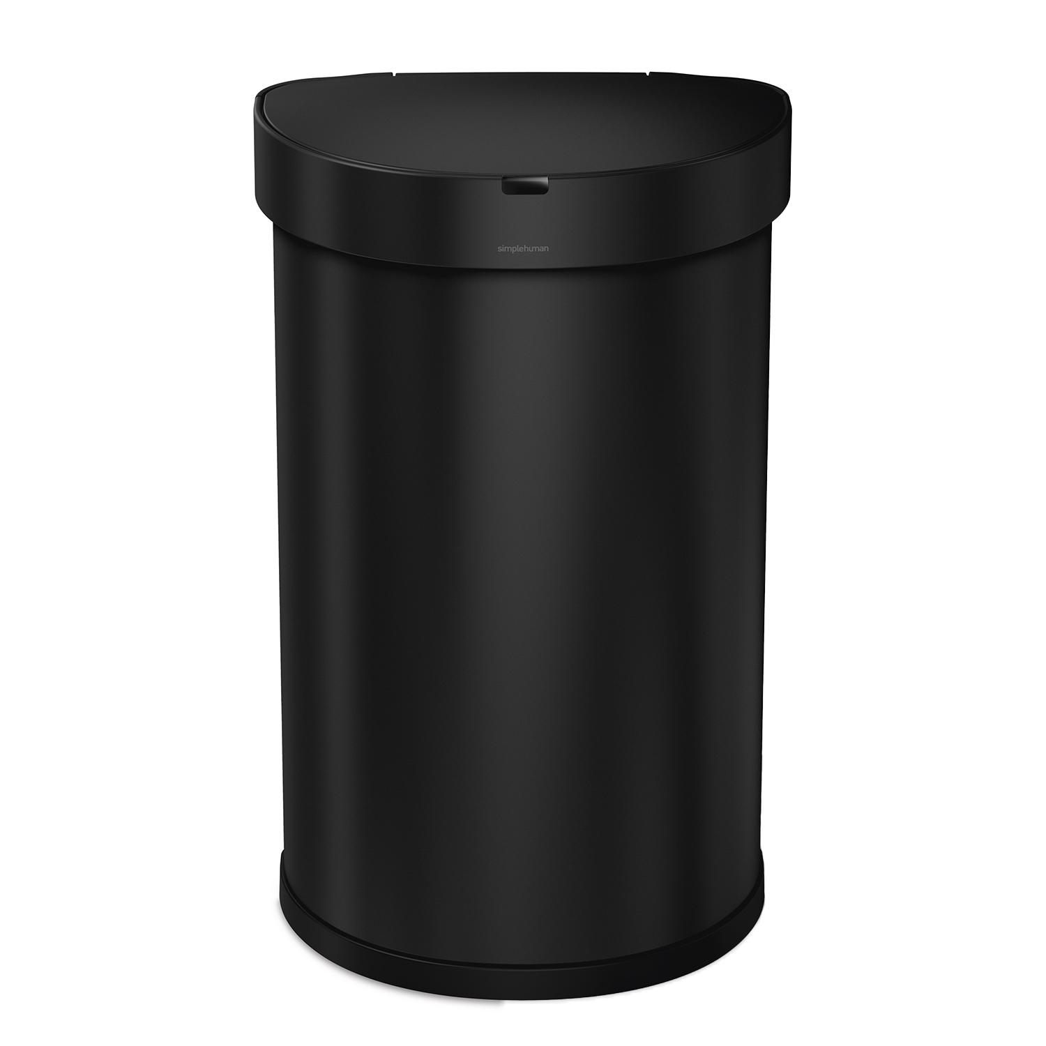 simplehuman sensorabfalleimer halbrund matt schwarz frontal 98541