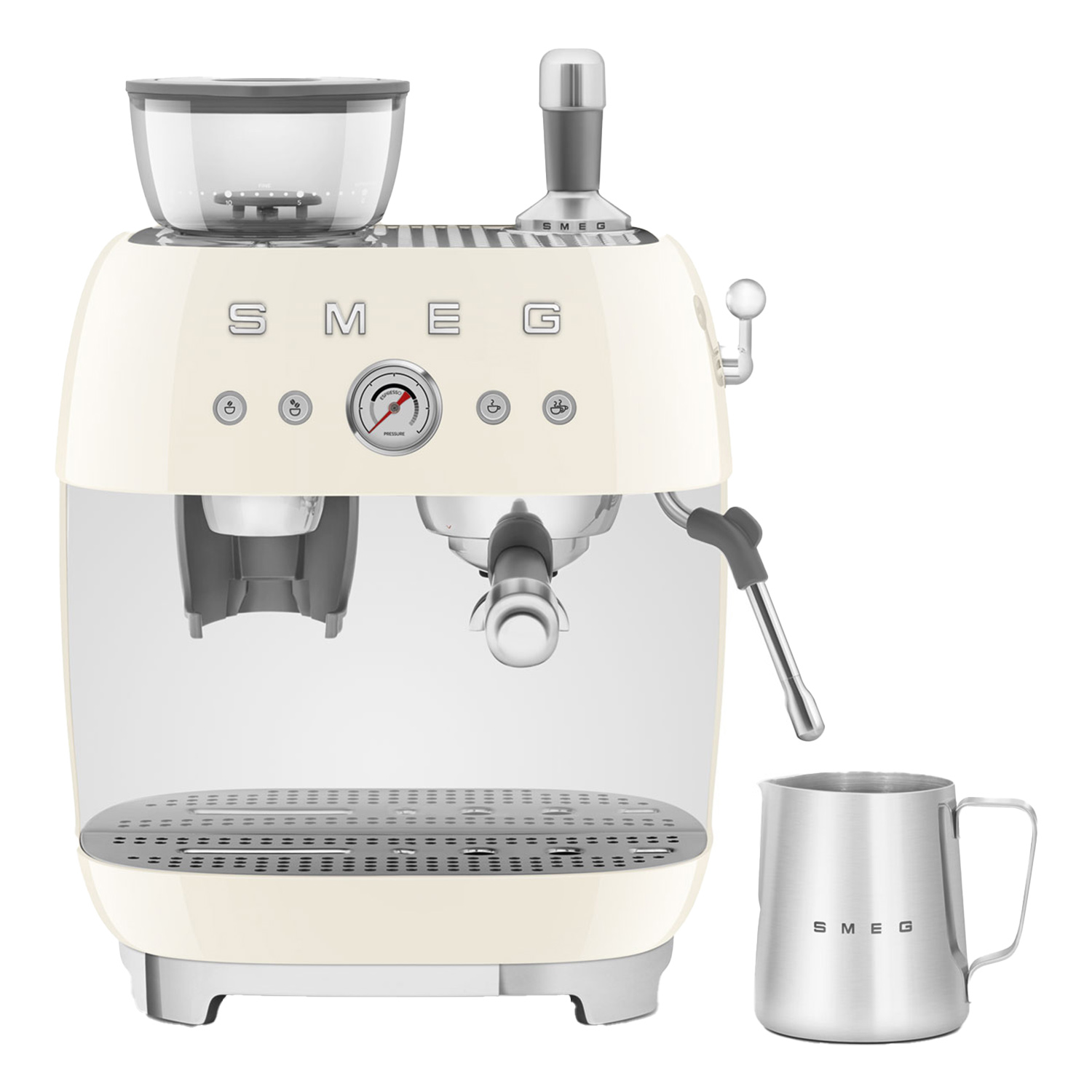 smeg egf03 siebtraeger espressomaschine creme milchkanne 95350