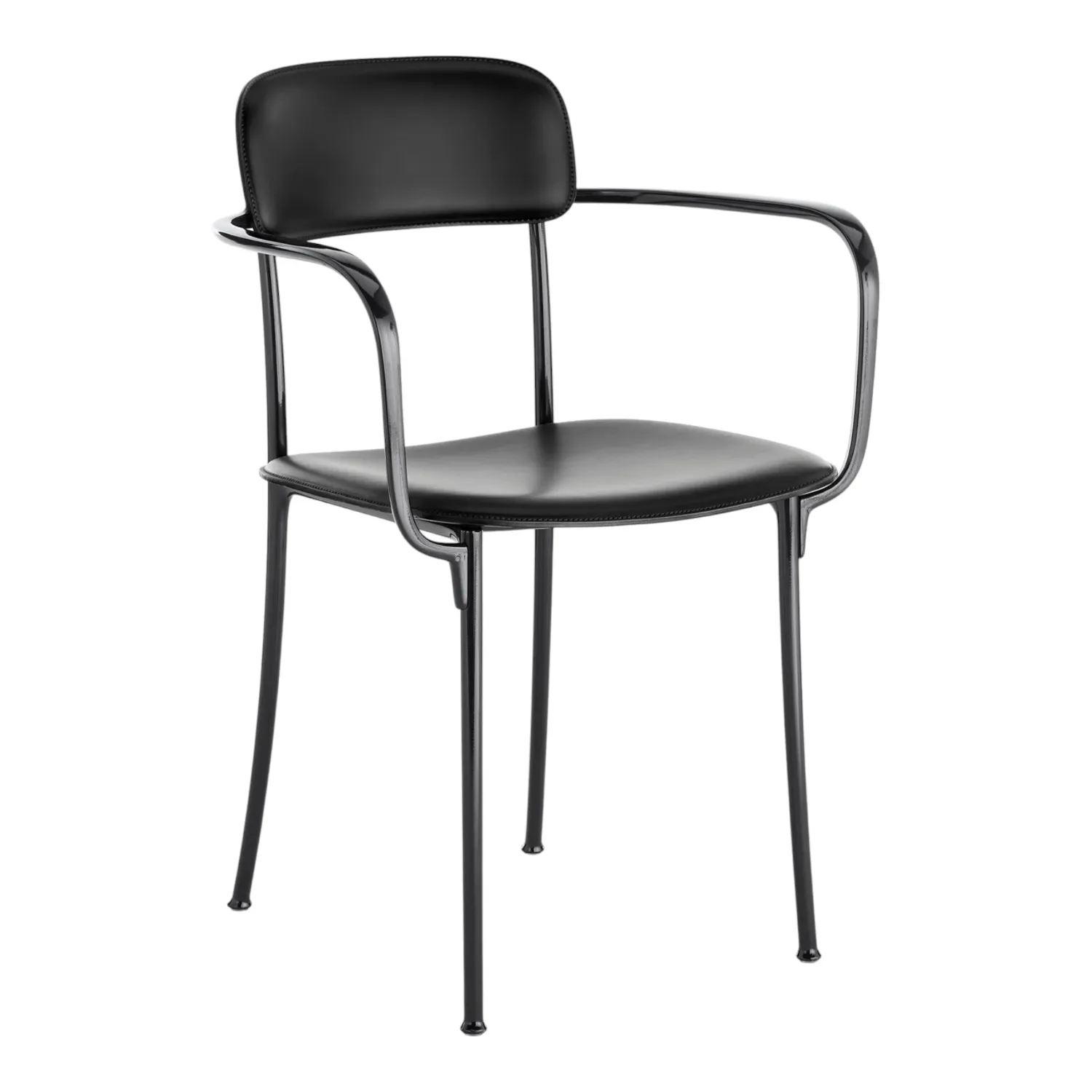 Kartell - Savoia Kleiner Ledersessel schwarz/solid anthrazit