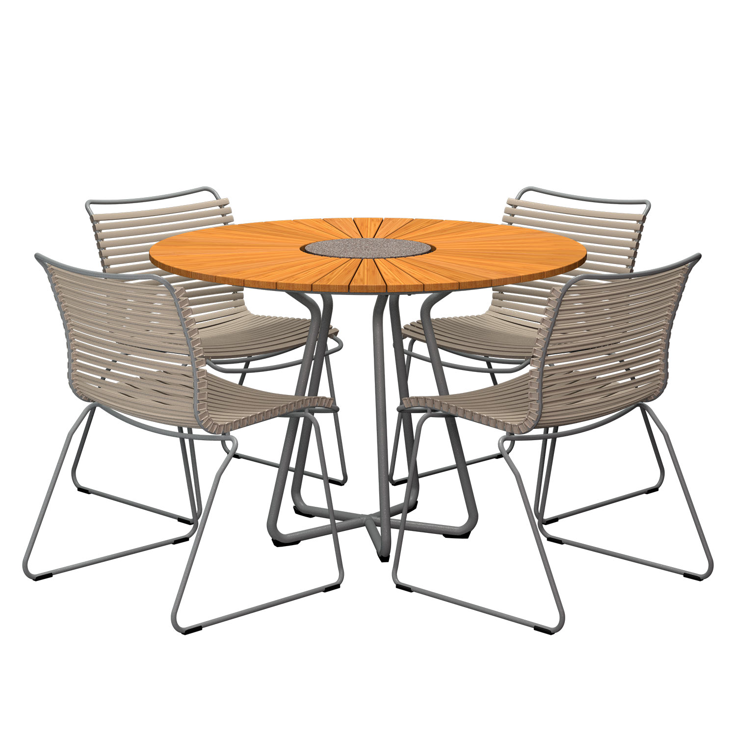 HOUE - Set Circle Ø 110 cm + 4x Click Stuhl beige