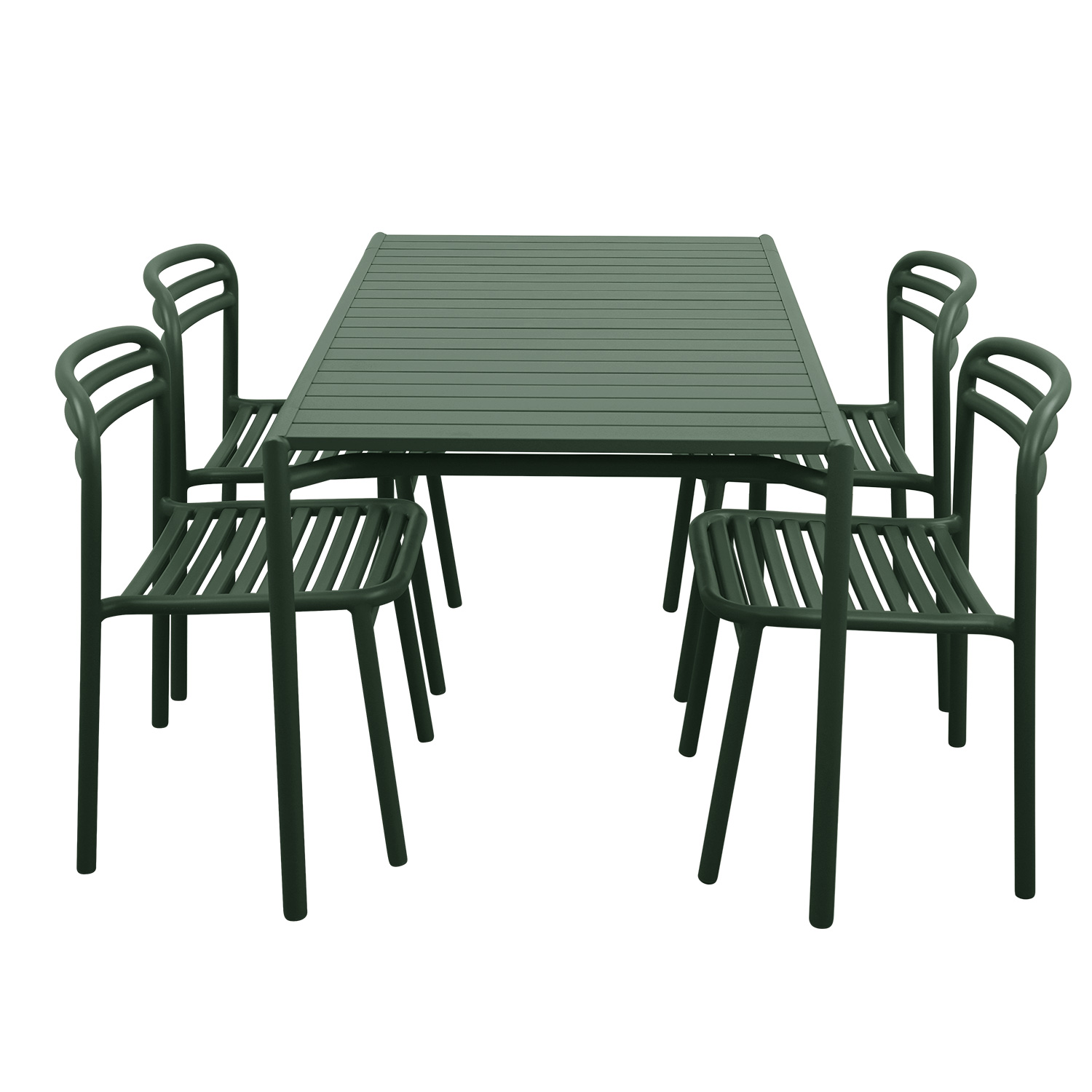 Cane-line - Bliss Tisch rechteckig mit 4 Stühlen dark green