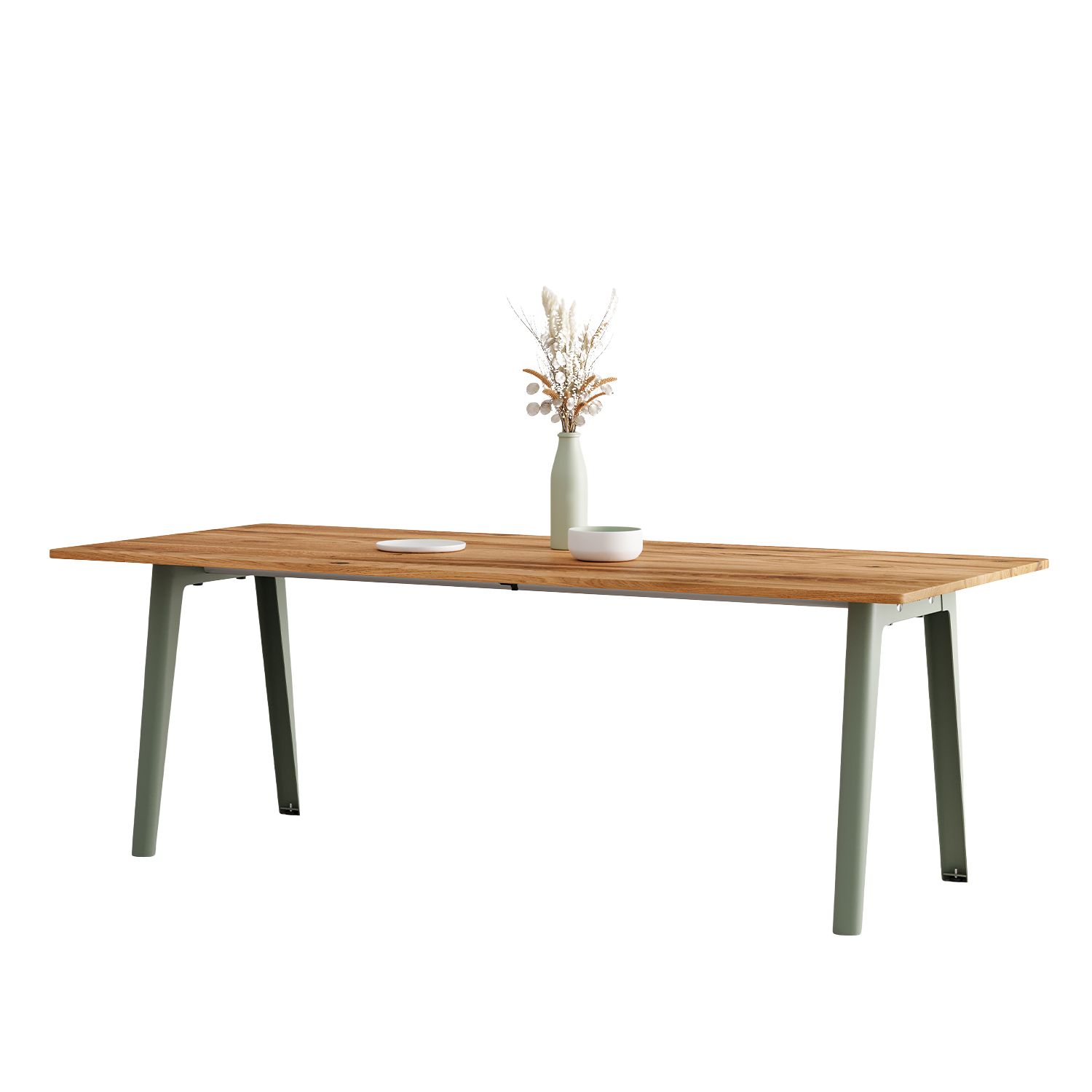 Tiptoe - New Modern Esstisch 220x95 cm eukalyptusgrün/Eiche