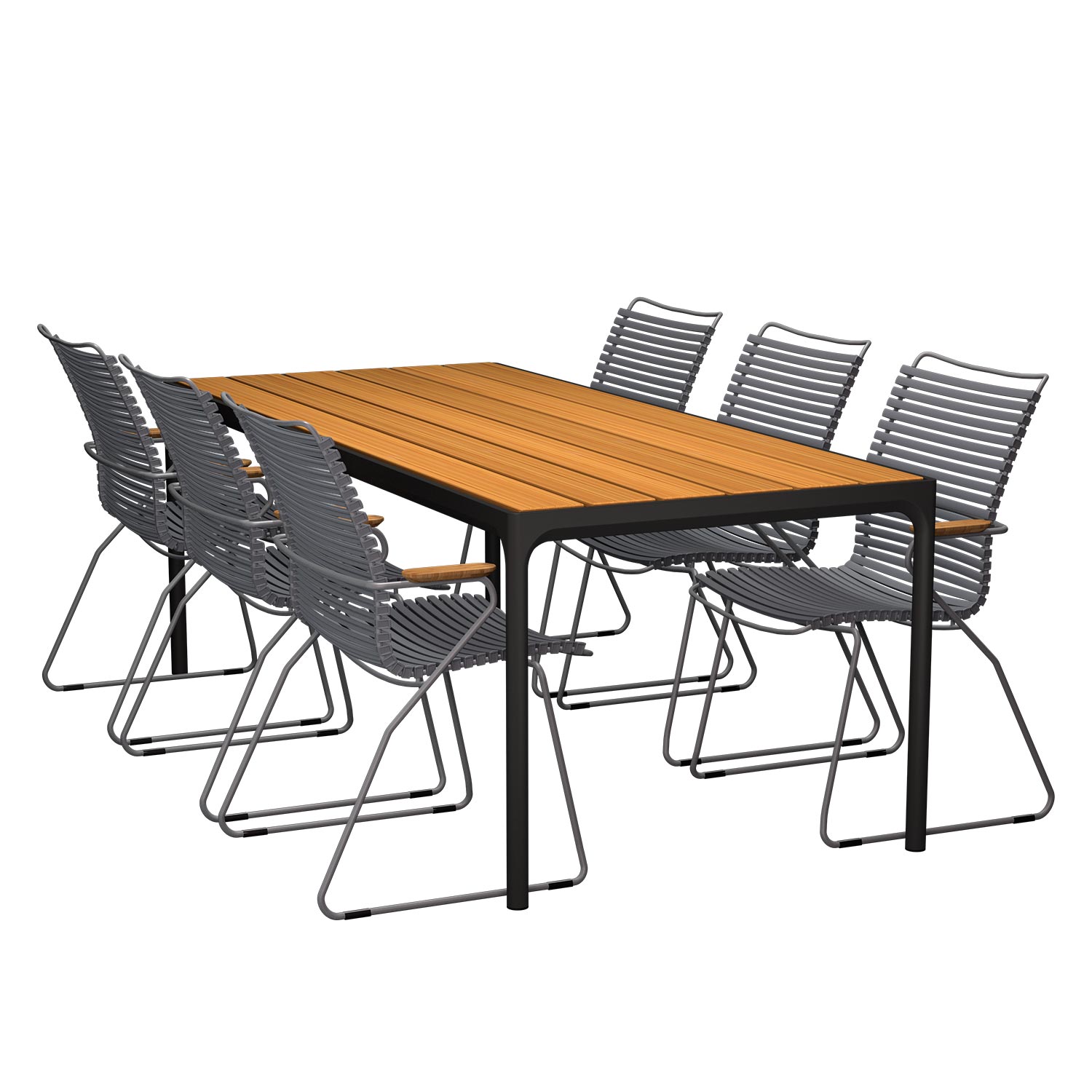 HOUE - Set Four schwarz 210x90 + 6x Click S. hoch dunkelgrau