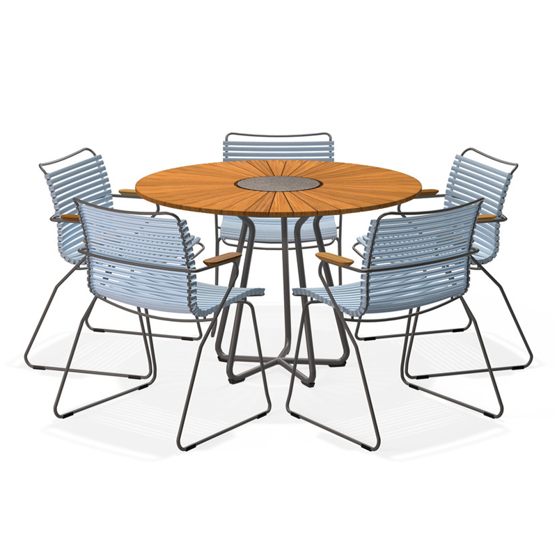 HOUE - Set Circle Tisch Ø110 cm + 5xClick Sessel hellblau