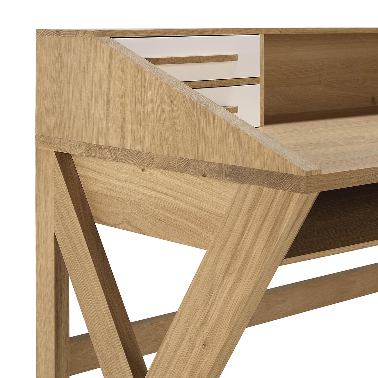 eiche creme schreibtisch ethnicraft origami 84052