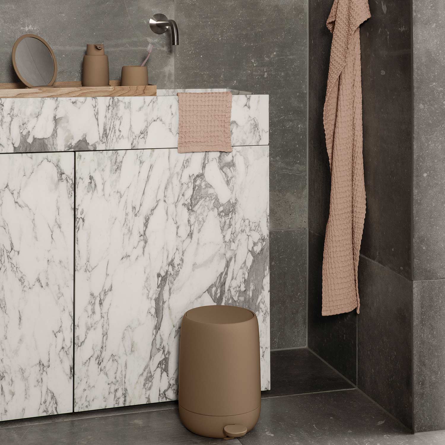 blomus sono treteimer 5l tan bad 82283