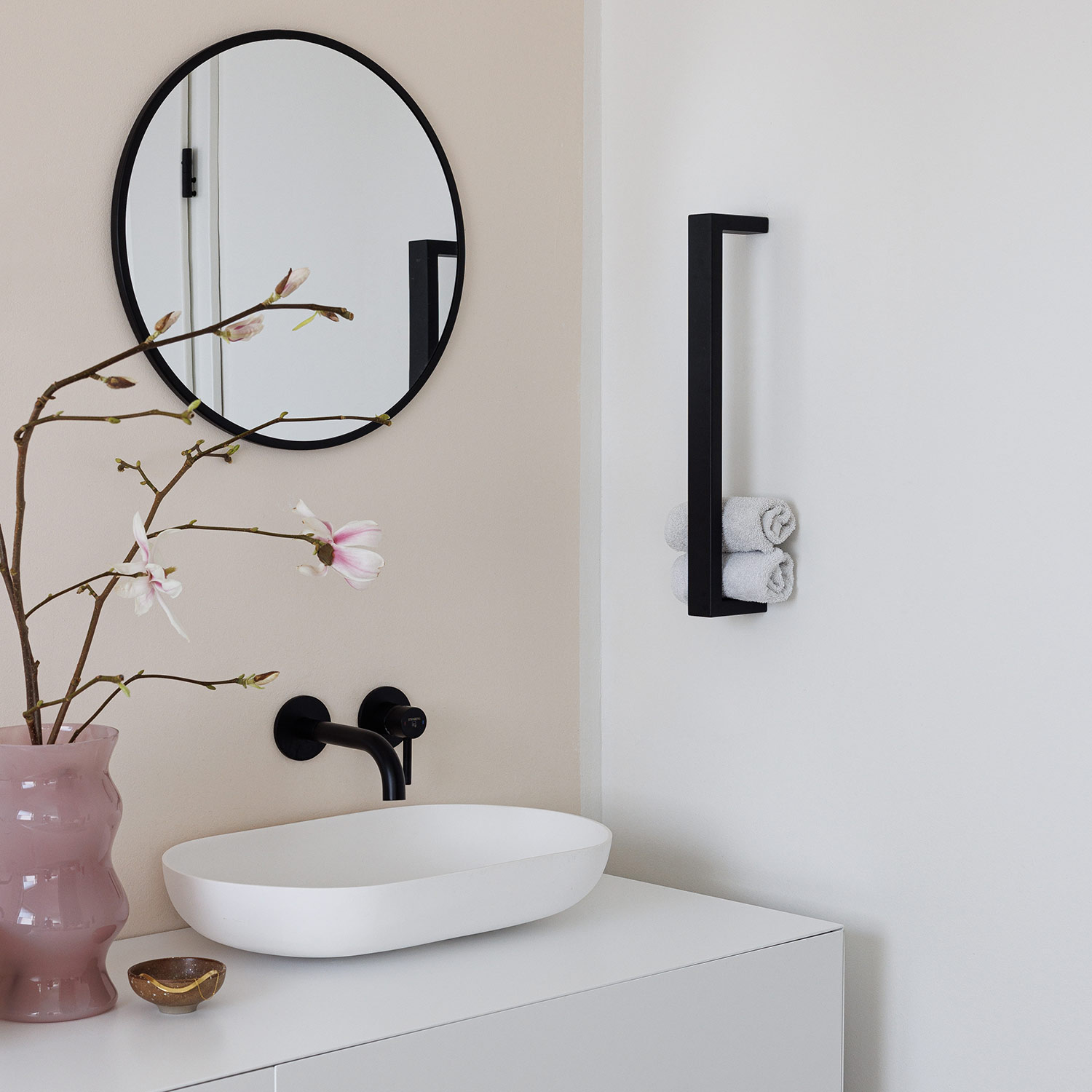 metallbude nali handtuchhalter schwarz badezimmer blumen 96917