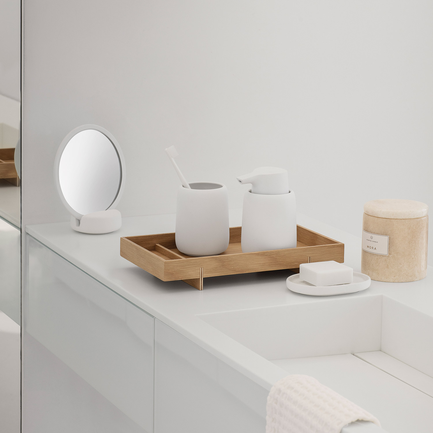 blomus sono seifenspender weiss set 81922