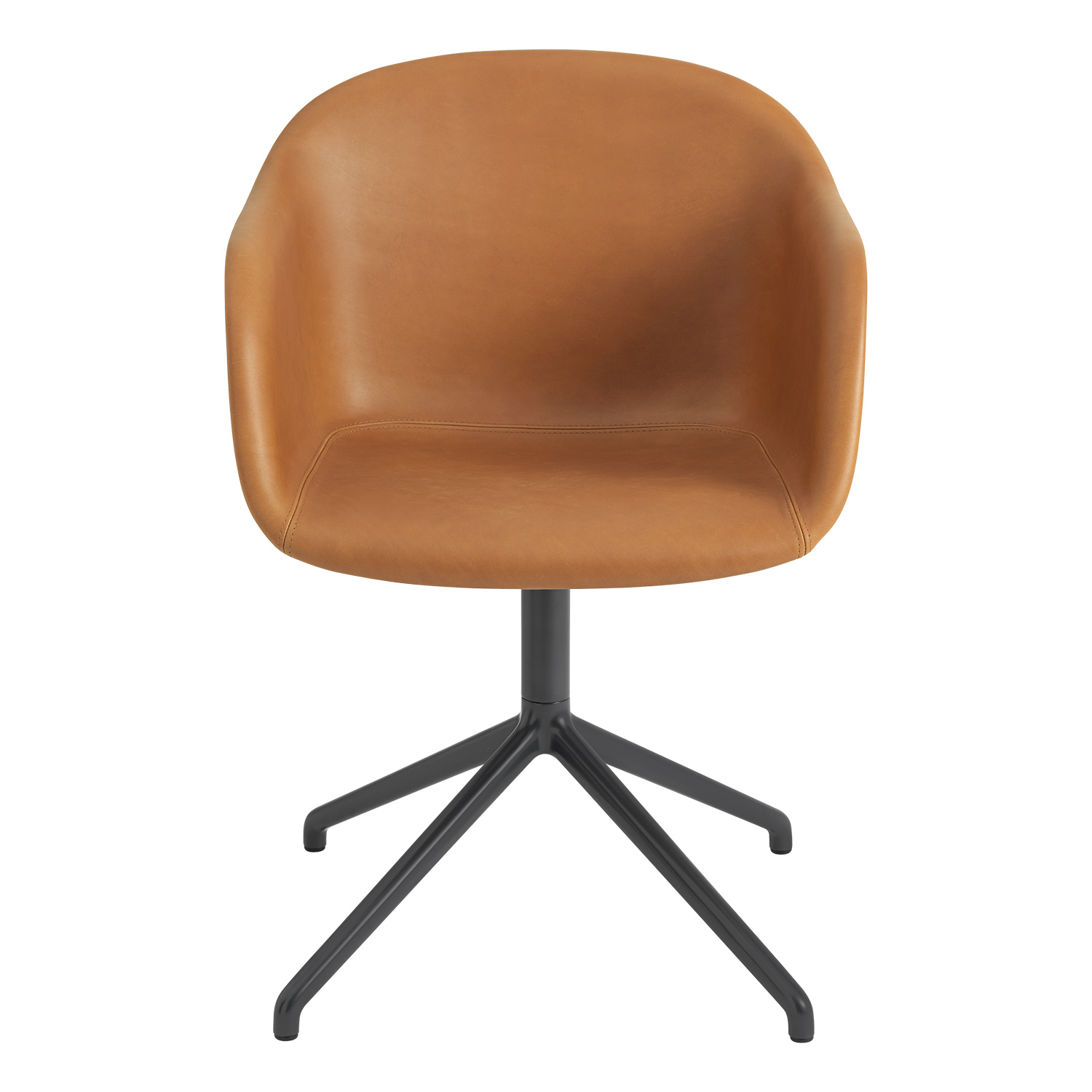muuto fiber chair drehstuhl leder cognac frontal 53808