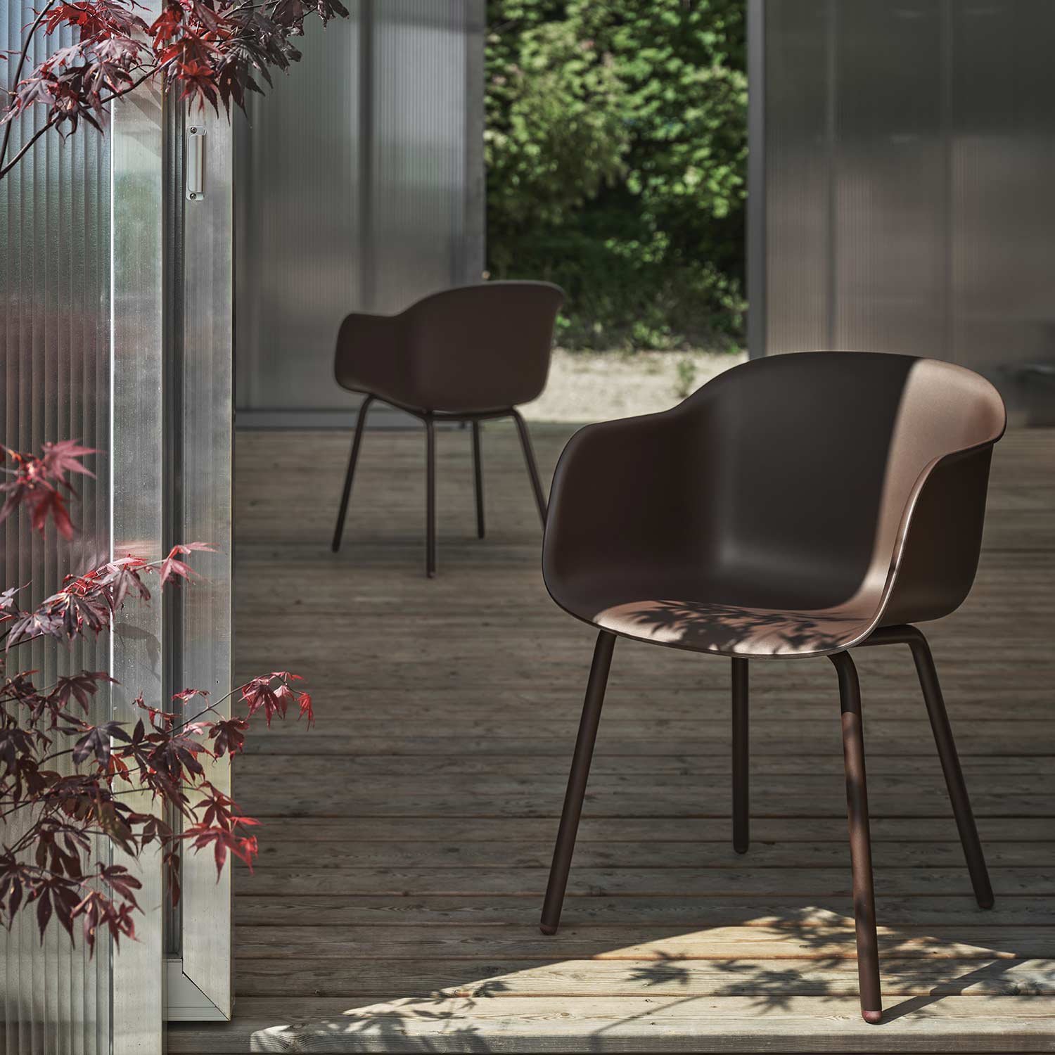 muuto Fiber outdoor armchair brown red terrasse 98434